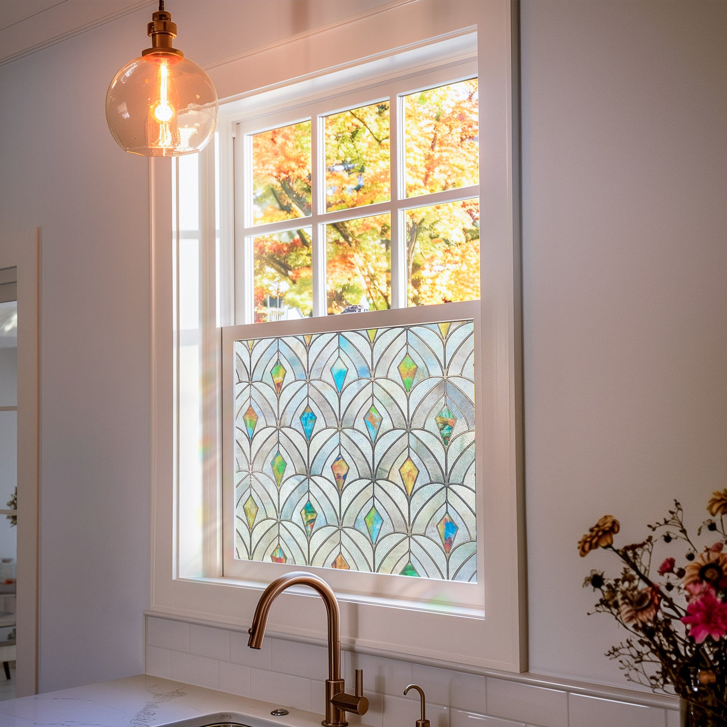 Peacocks Gemstone Stained Glass Decorative Window Film