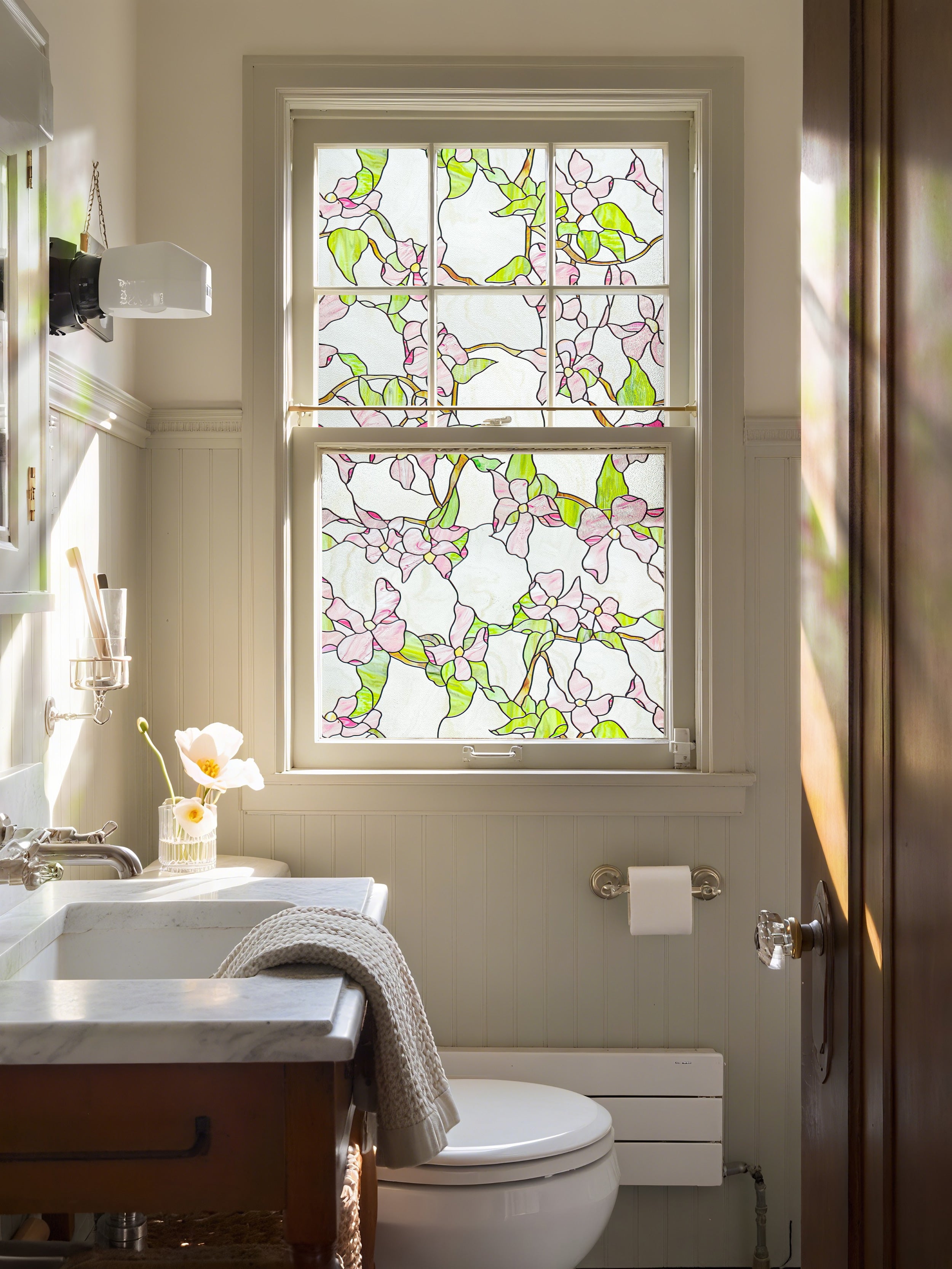 Film décoratif pour vitres en vitrail Lily