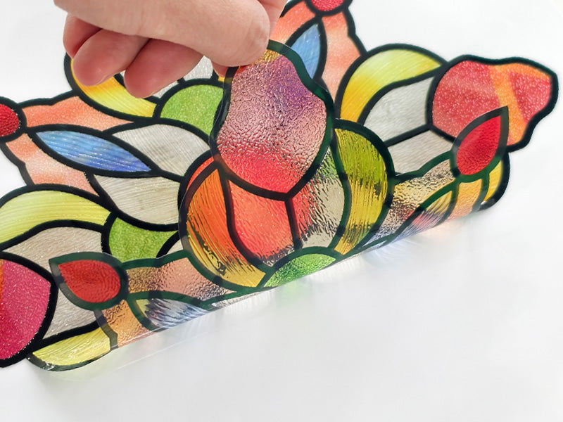 Film pour vitrail motif lotus arc-en-ciel – Film statique décoratif moderne pour fenêtre