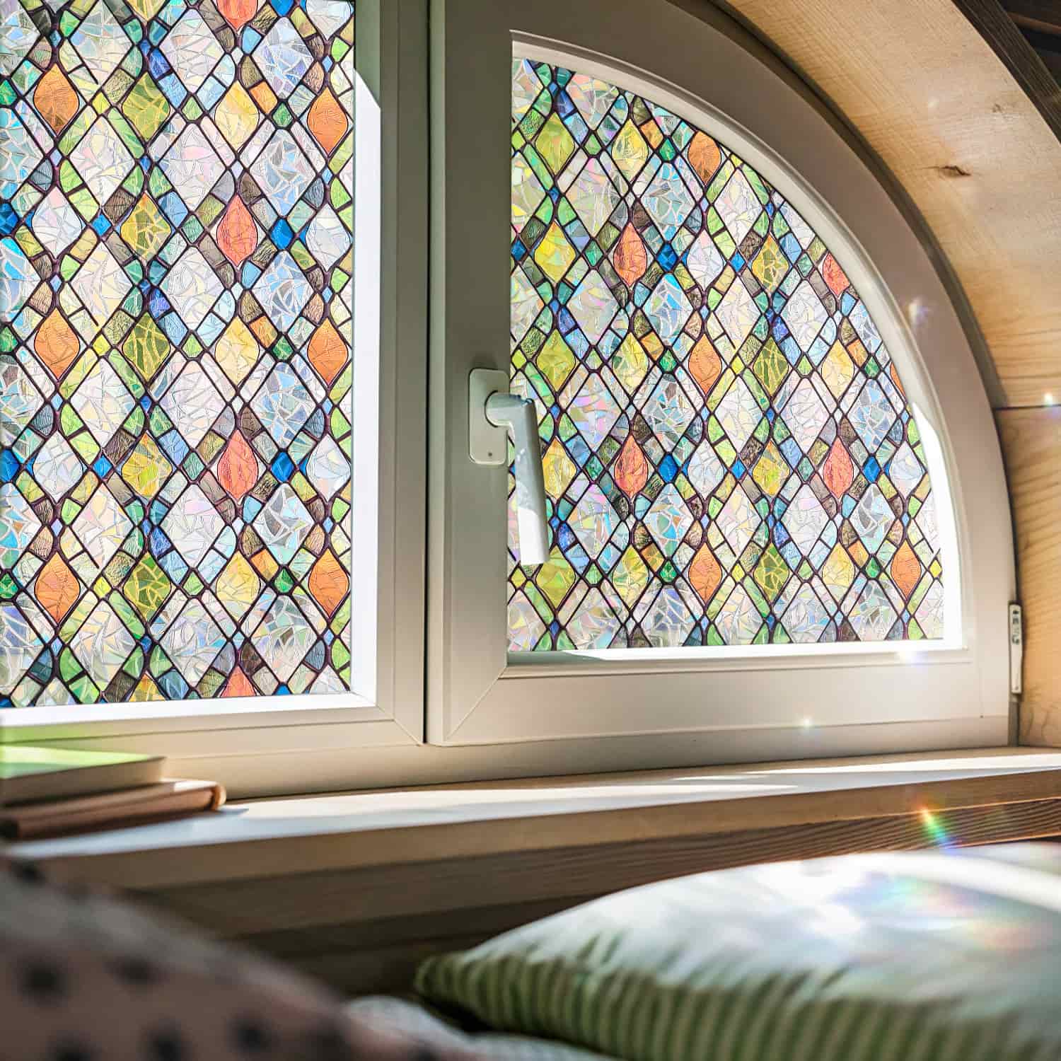 Rainbow Crystal Shards Stained Glass Decorative Window Film