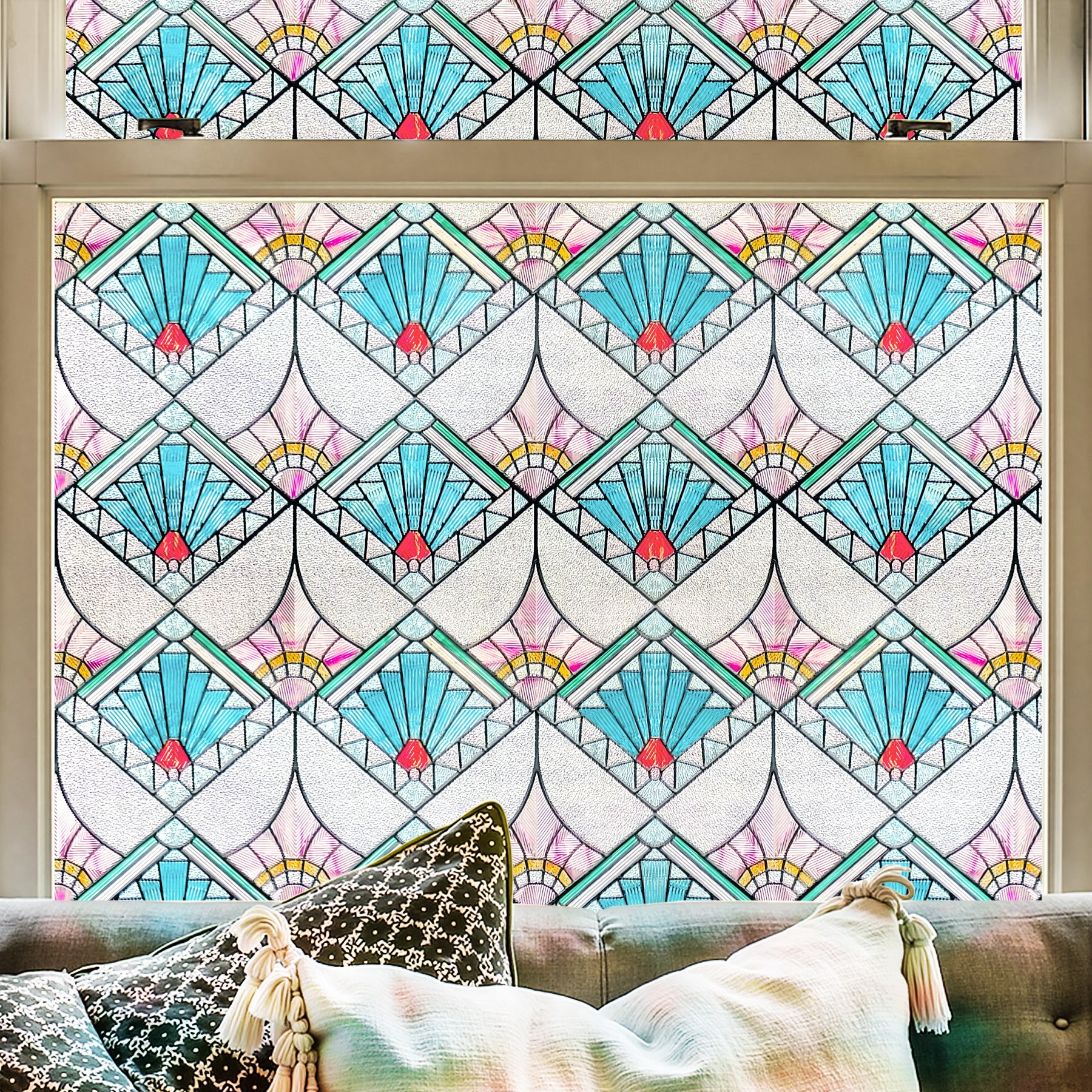 Film décoratif pour vitres en vitrail Lily