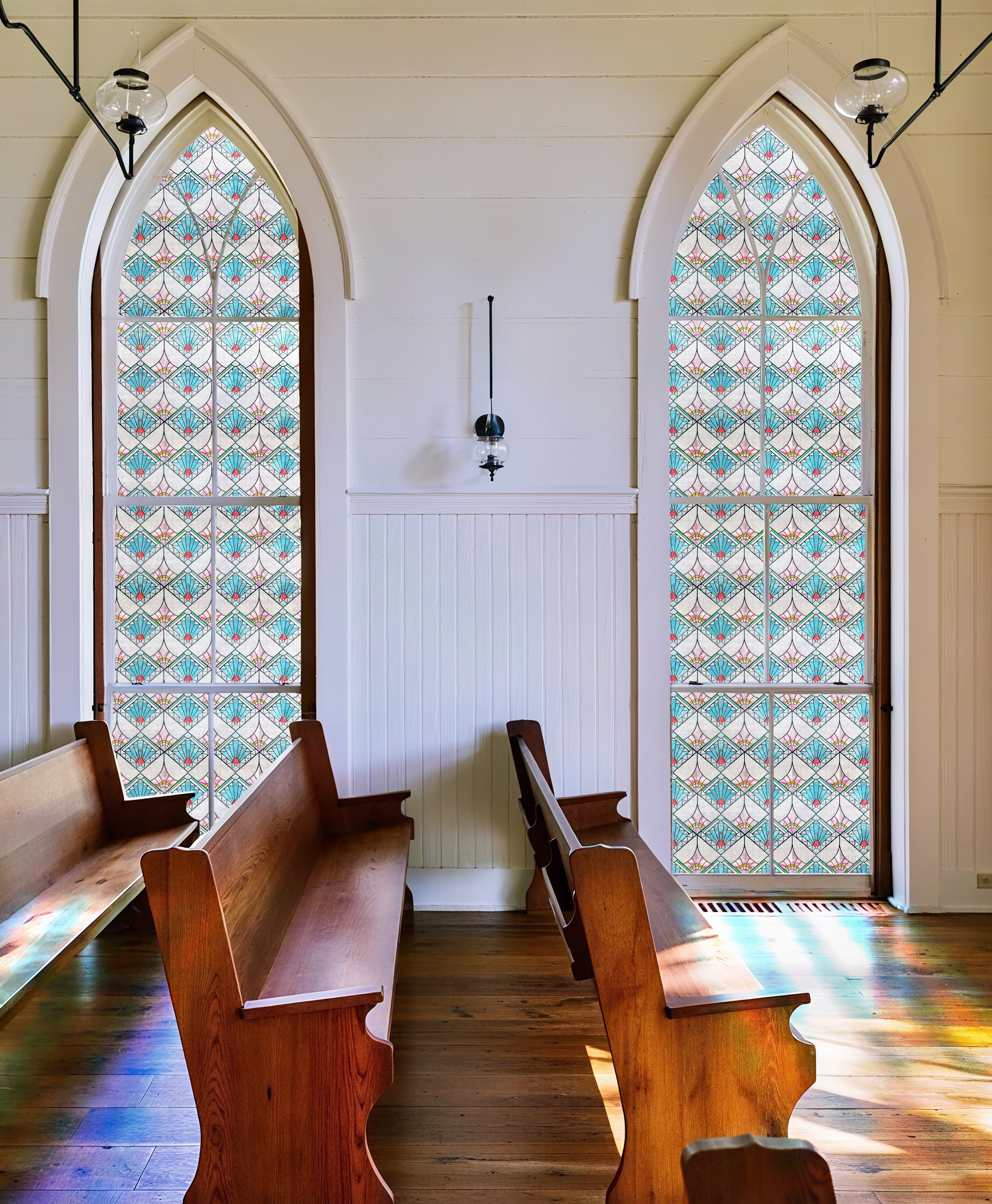 Film décoratif pour vitres en vitrail Lily