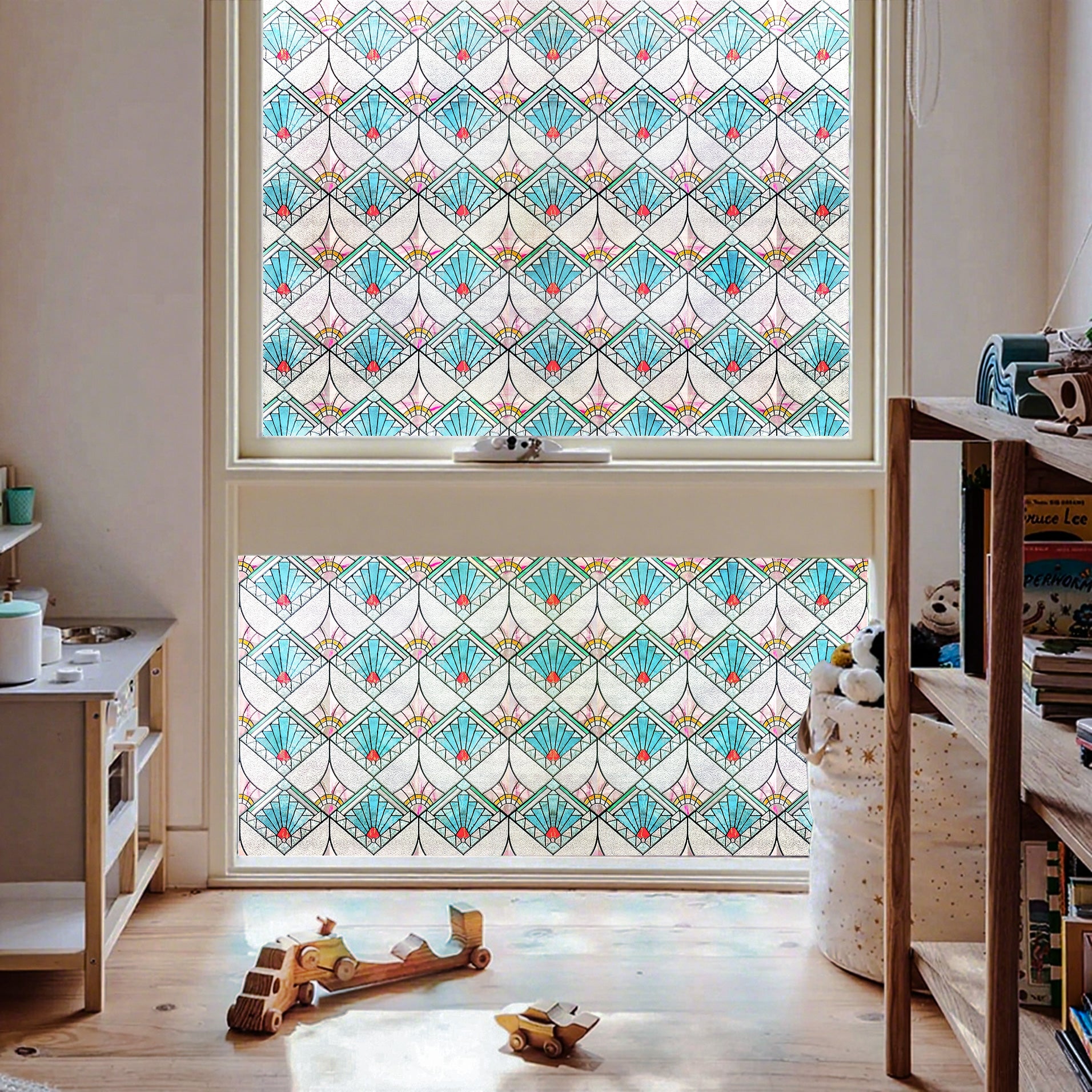 Film décoratif pour vitres en vitrail Lily