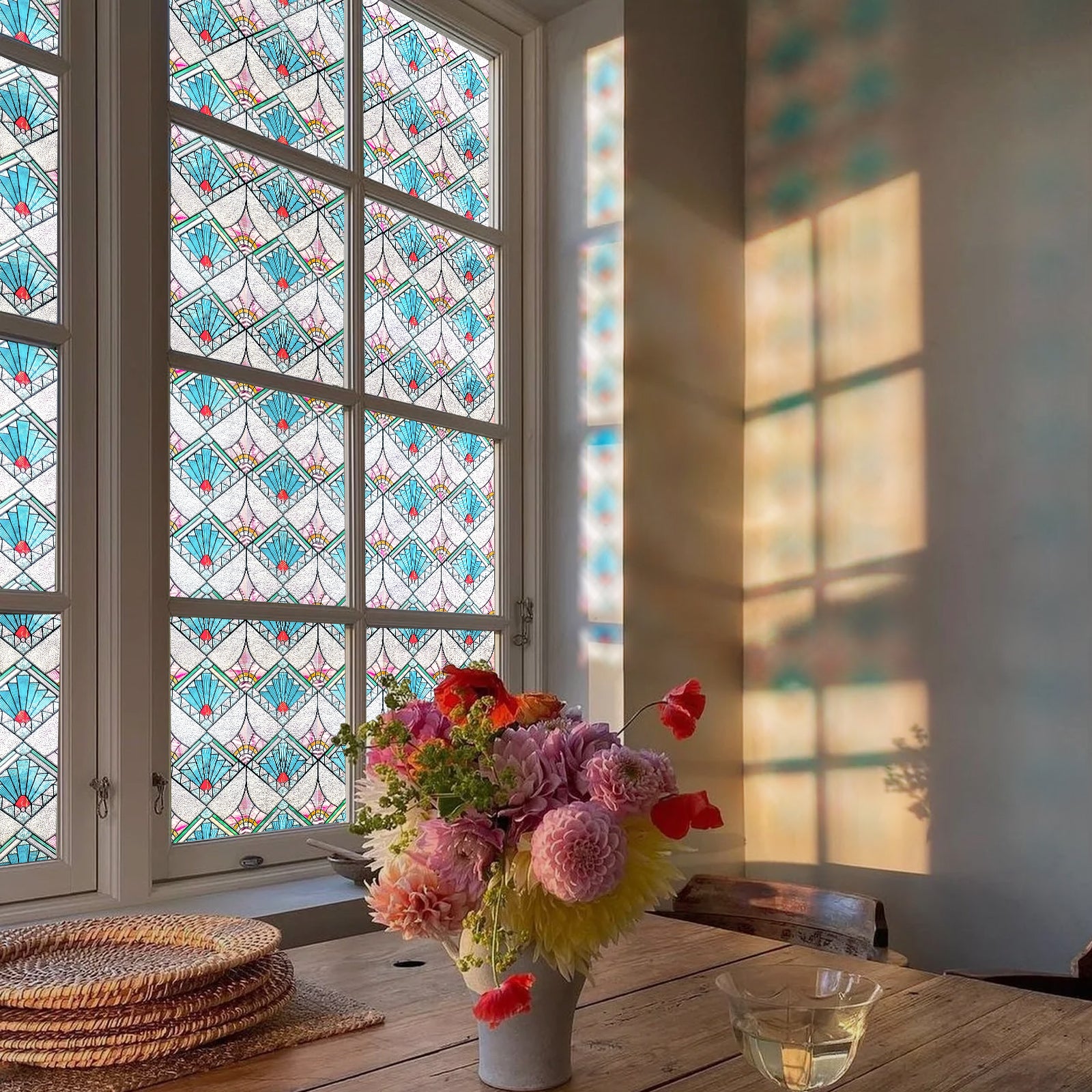 Film décoratif pour vitres en vitrail Lily