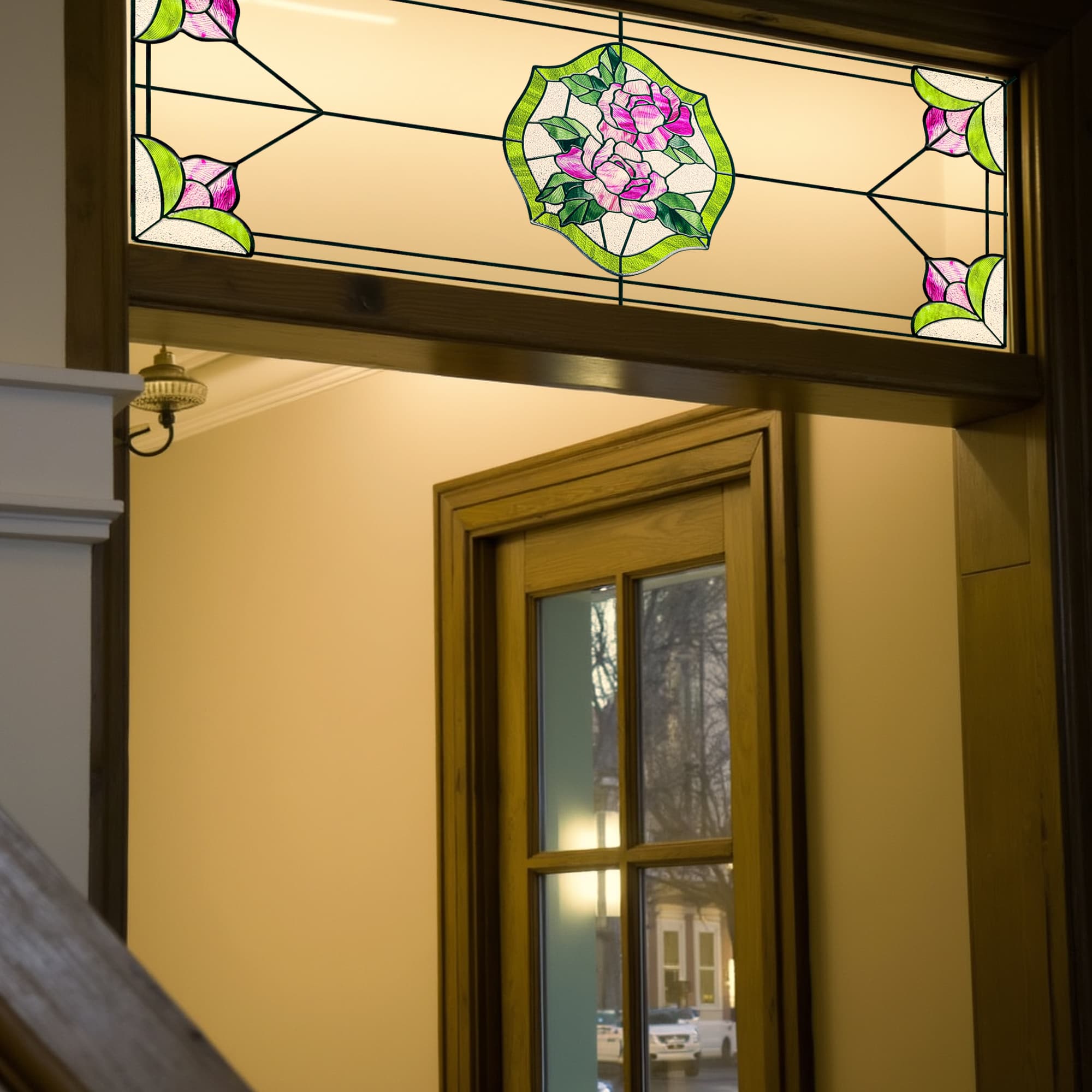 Film pour vitrail Green Gleam – Film statique décoratif moderne pour fenêtre