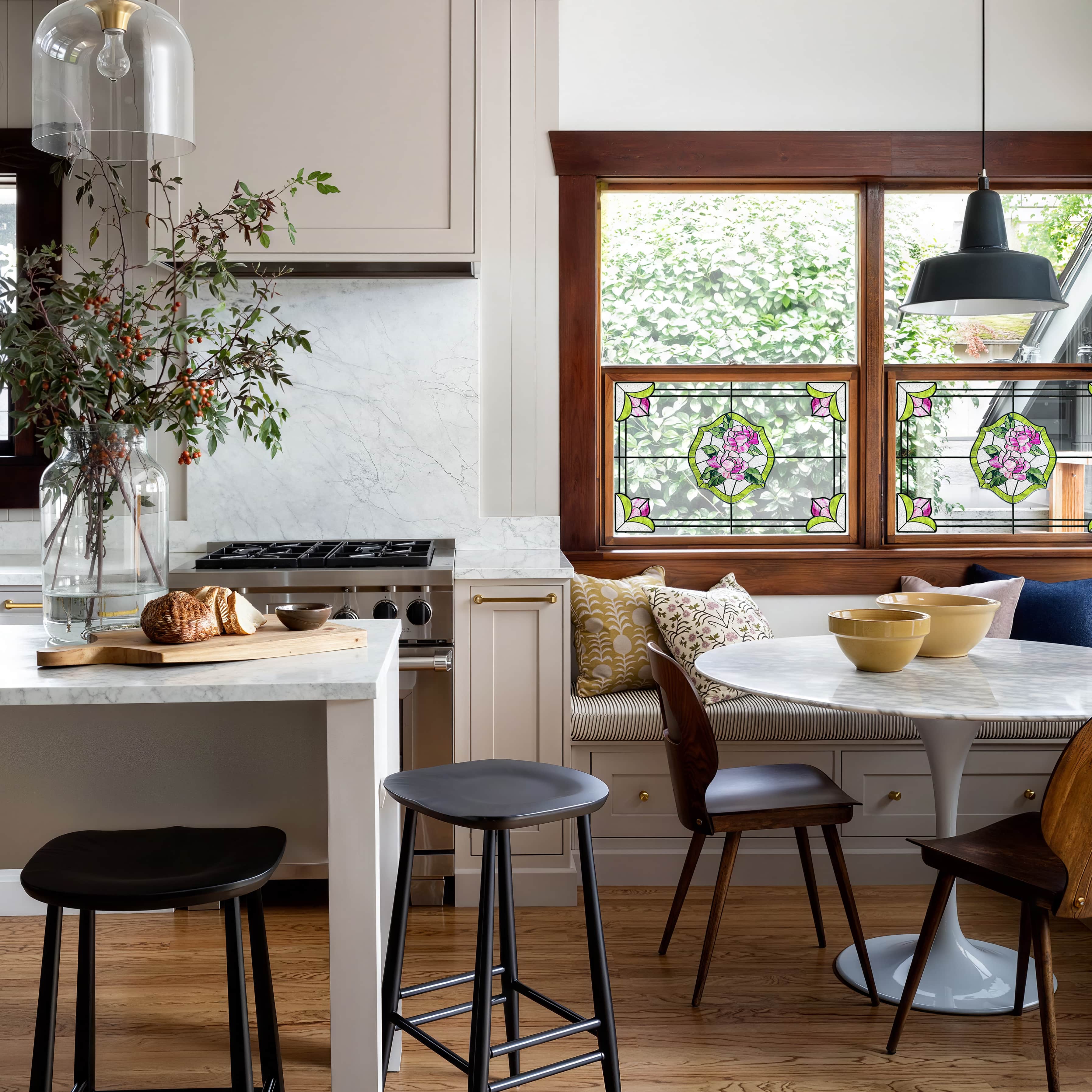 Film pour vitrail Green Gleam – Film statique décoratif moderne pour fenêtre