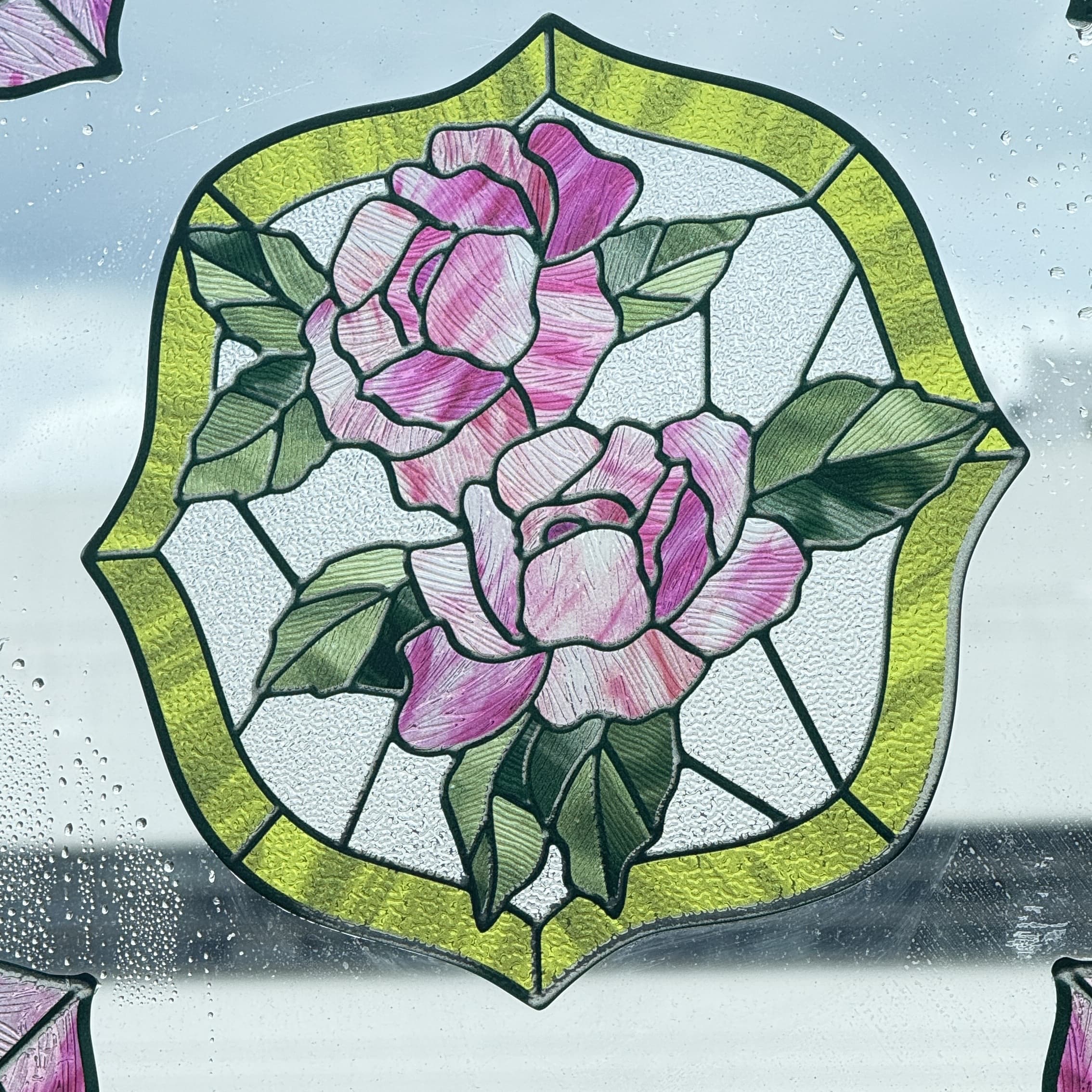 Film pour vitrail Green Gleam – Film statique décoratif moderne pour fenêtre