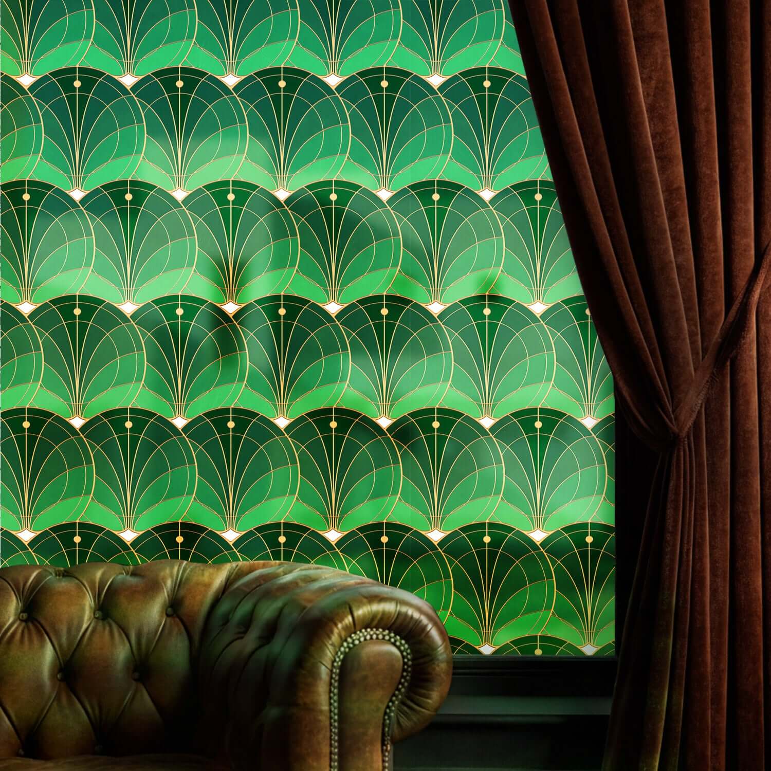 Scalloped Scale Stained Glass Window Film