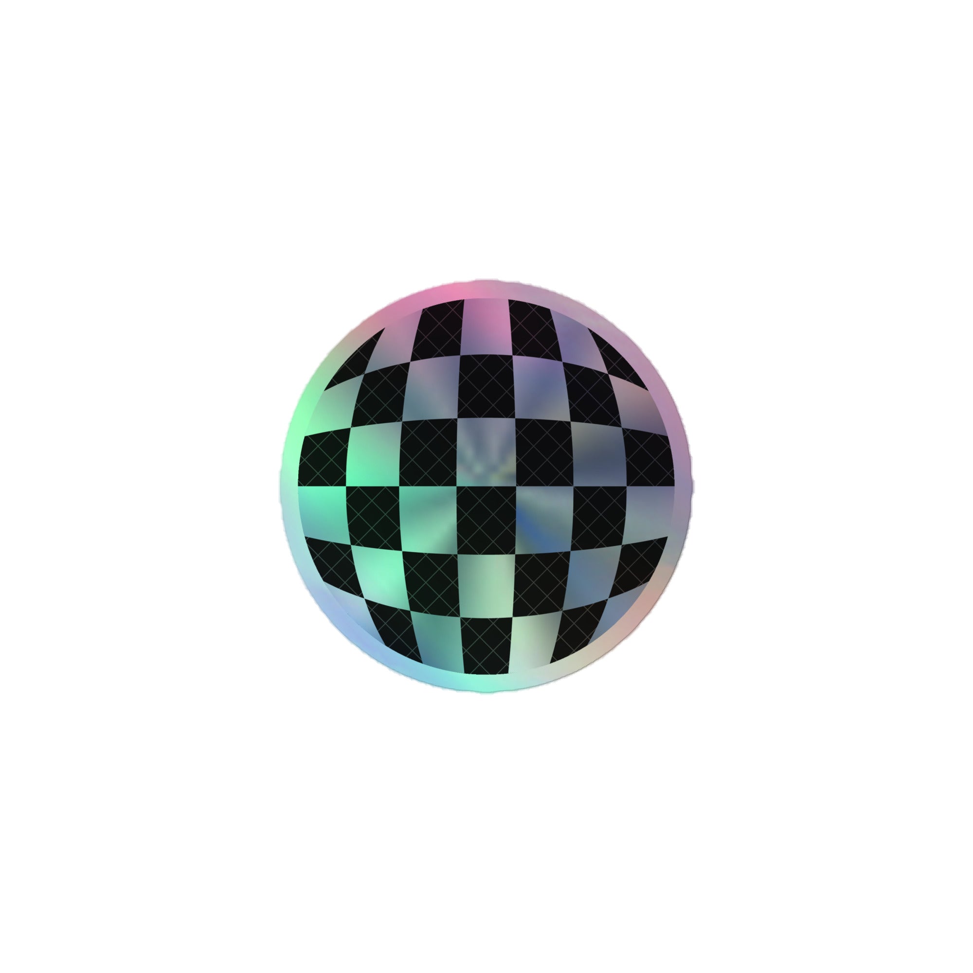 Shimmering Holographic Disco Ball Sticker – Fun Checkerboard Decorative Decal