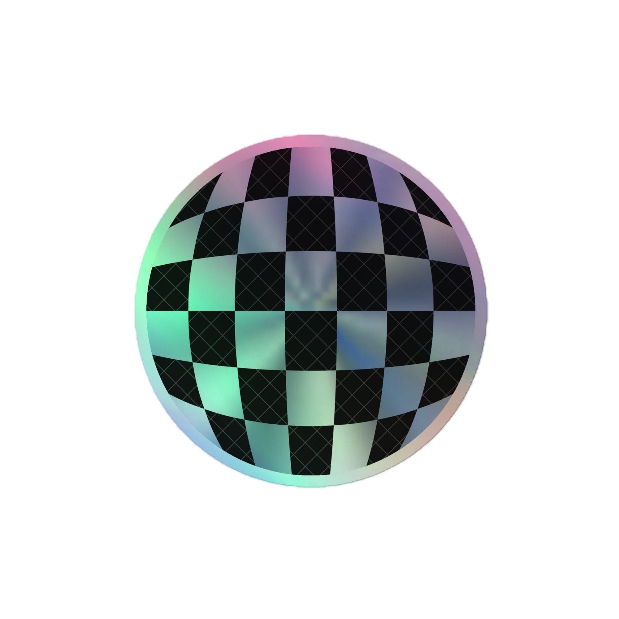 Shimmering Holographic Disco Ball Sticker – Fun Checkerboard Decorative Decal