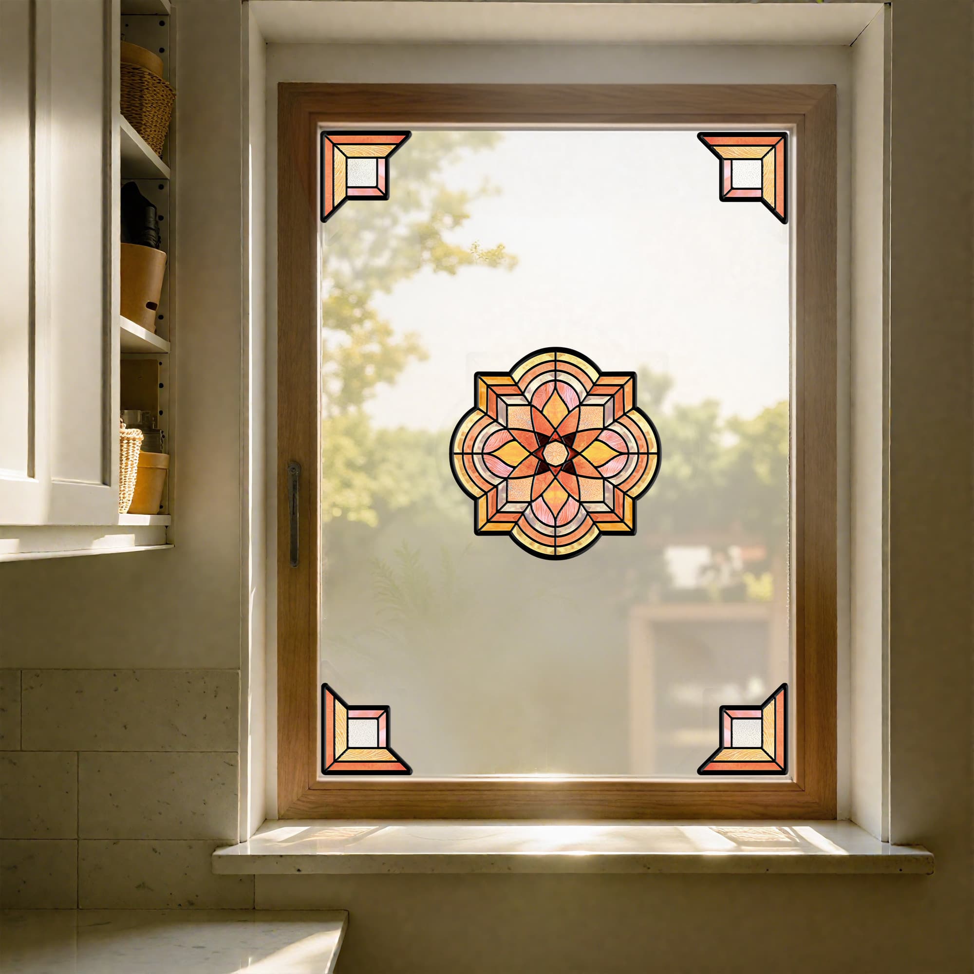 Film pour vitrail Green Gleam – Film statique décoratif moderne pour fenêtre