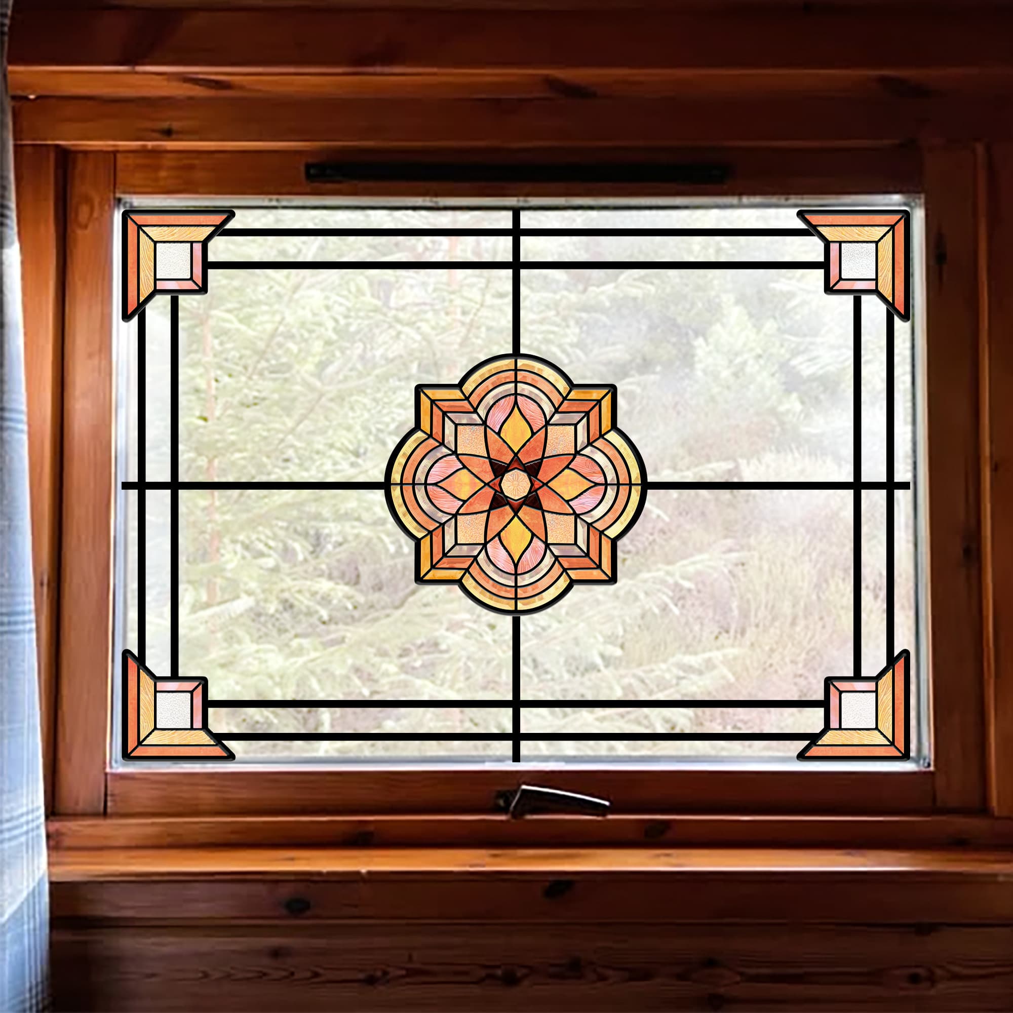 Film pour vitrail Green Gleam – Film statique décoratif moderne pour fenêtre