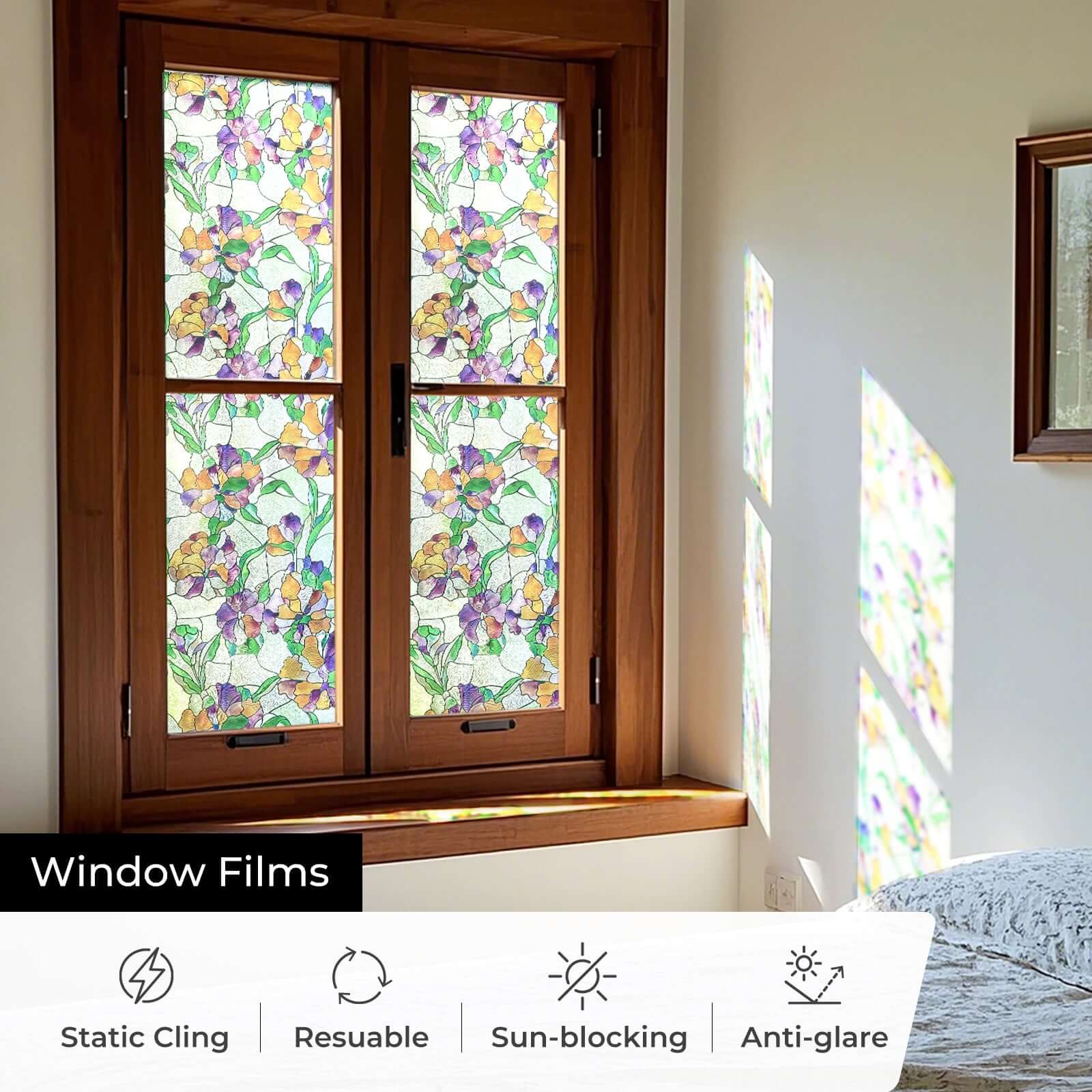 Film décoratif pour fenêtre en vitrail Pansy