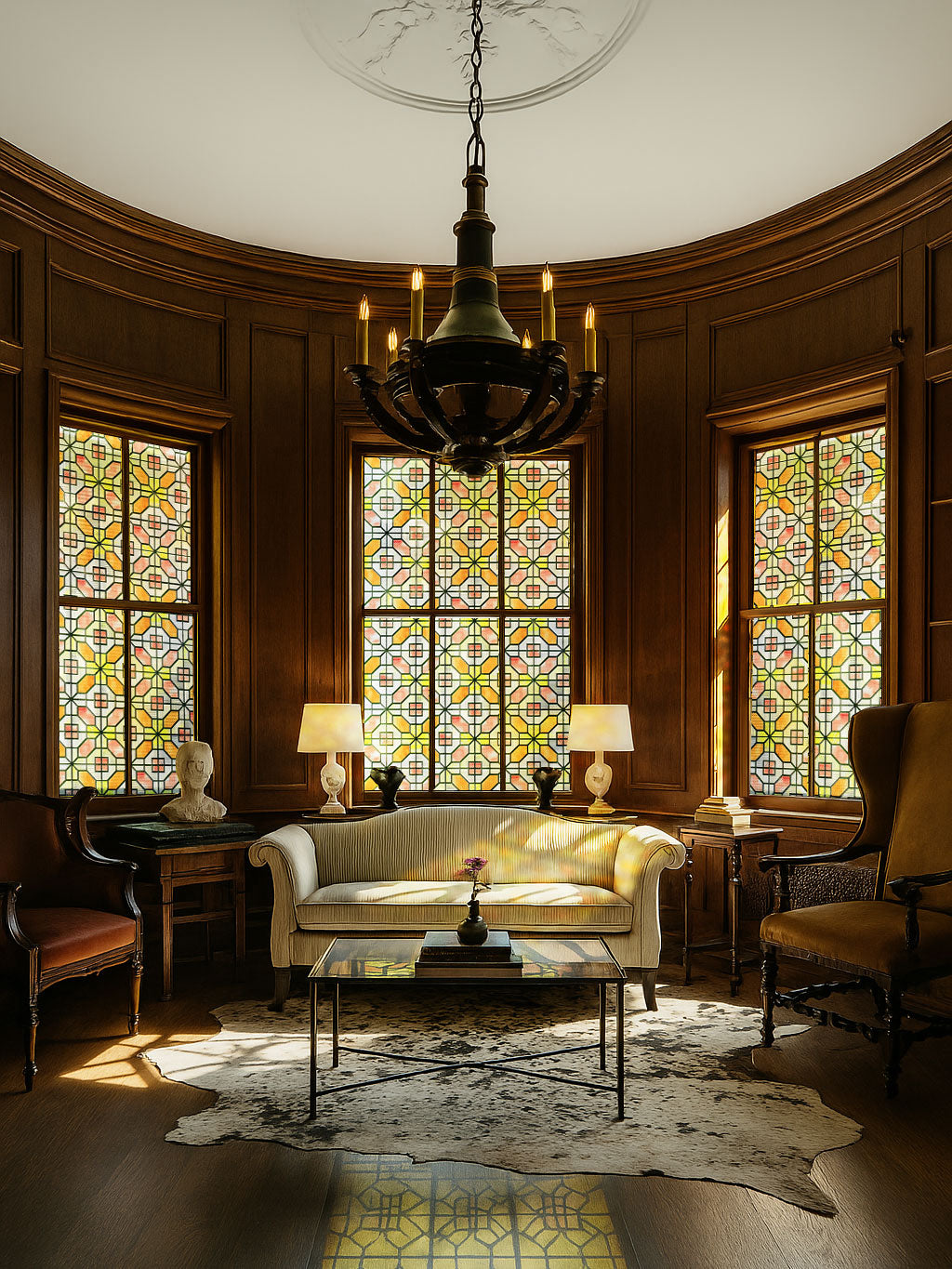 Film décoratif pour vitres en vitrail Tessly