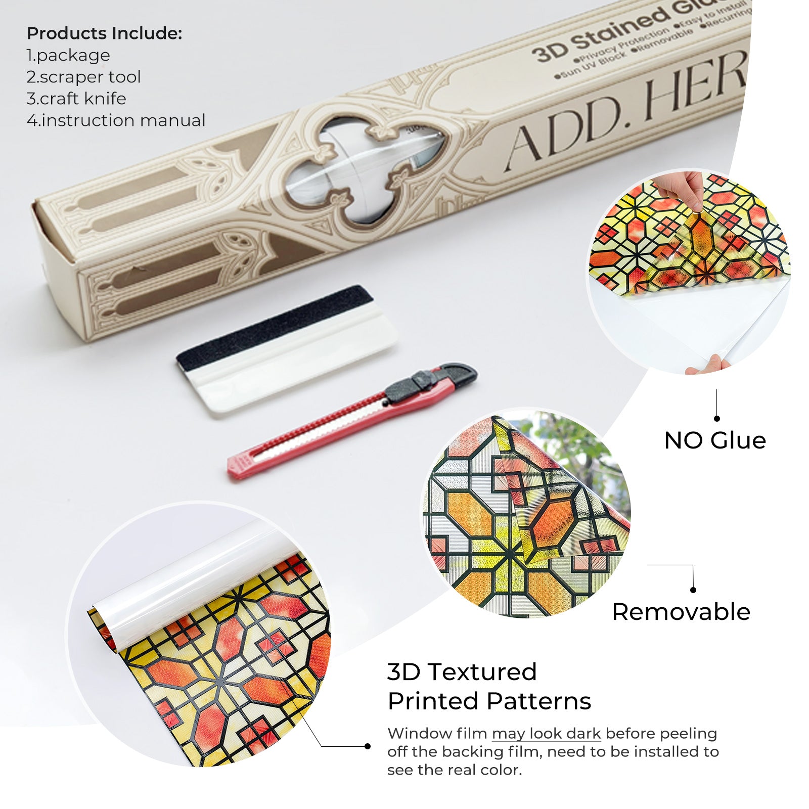 Film décoratif pour vitres en vitrail Tessly