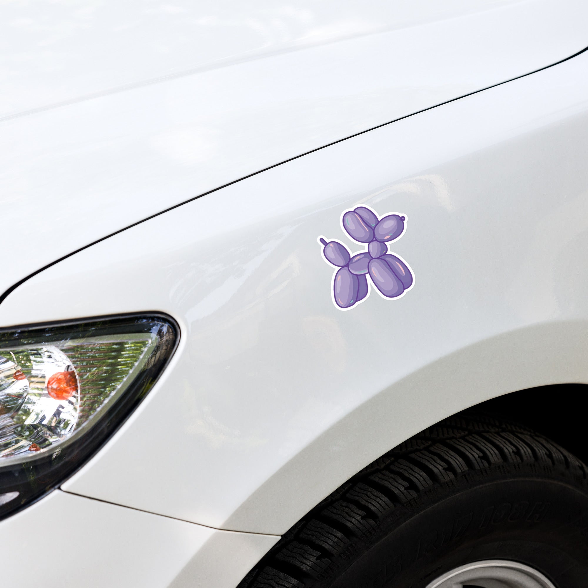 Vibrant Purple Balloon Puppy Sticker – Cute Dog Art Decorative Sticker