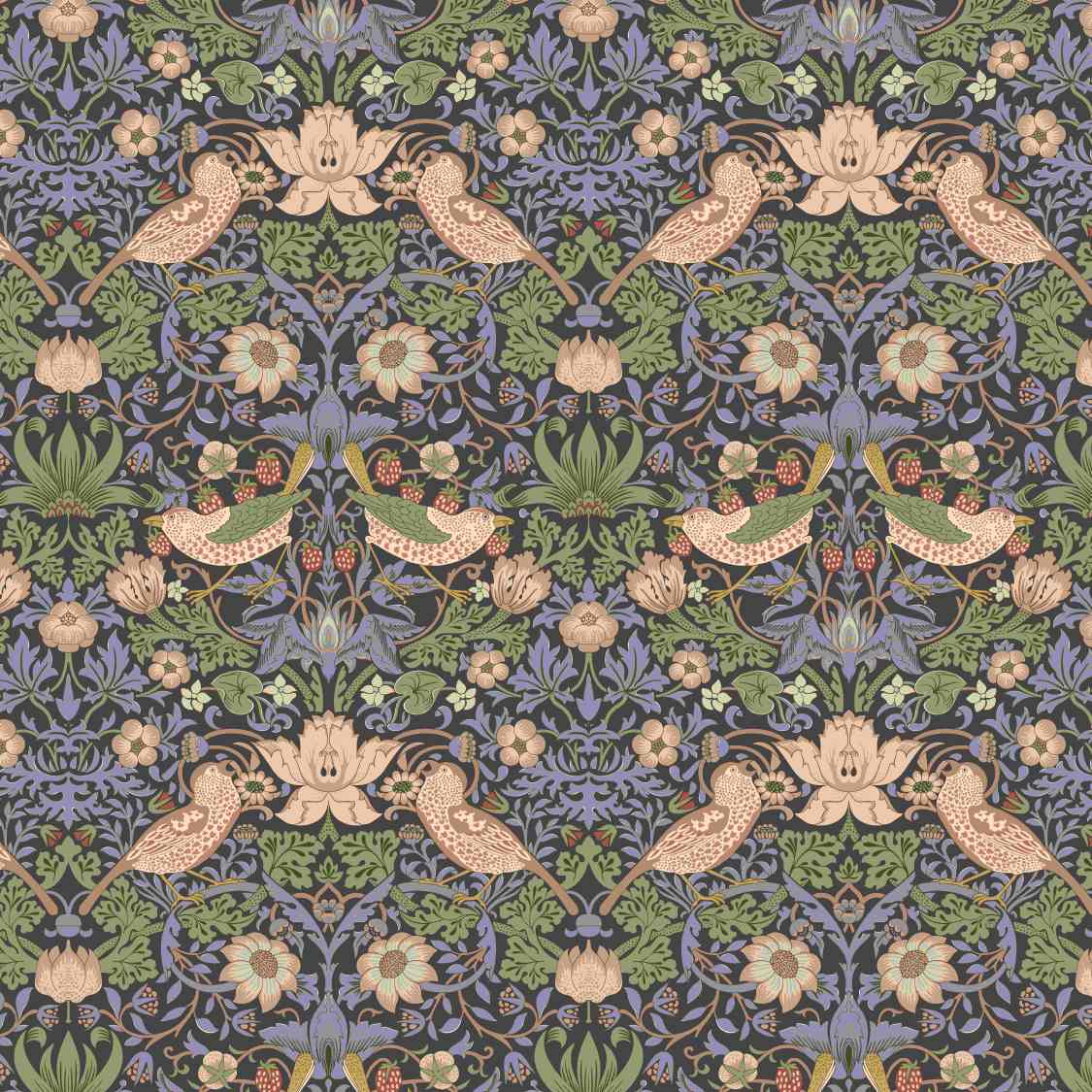 William Morris - Strawberry Thief Throw Blanket - Classic Vintage Style