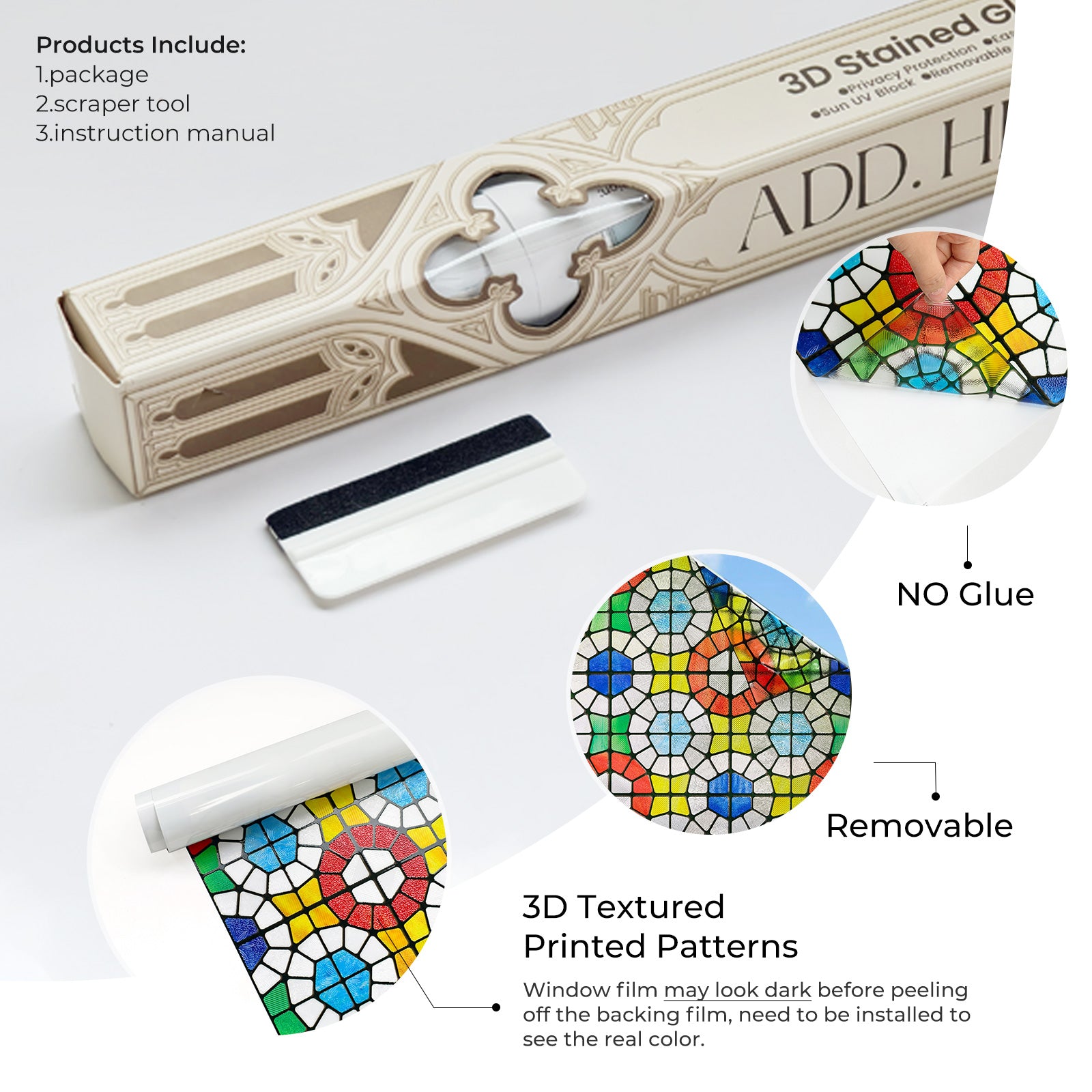 Film décoratif pour vitres en vitrail Westlight Charm