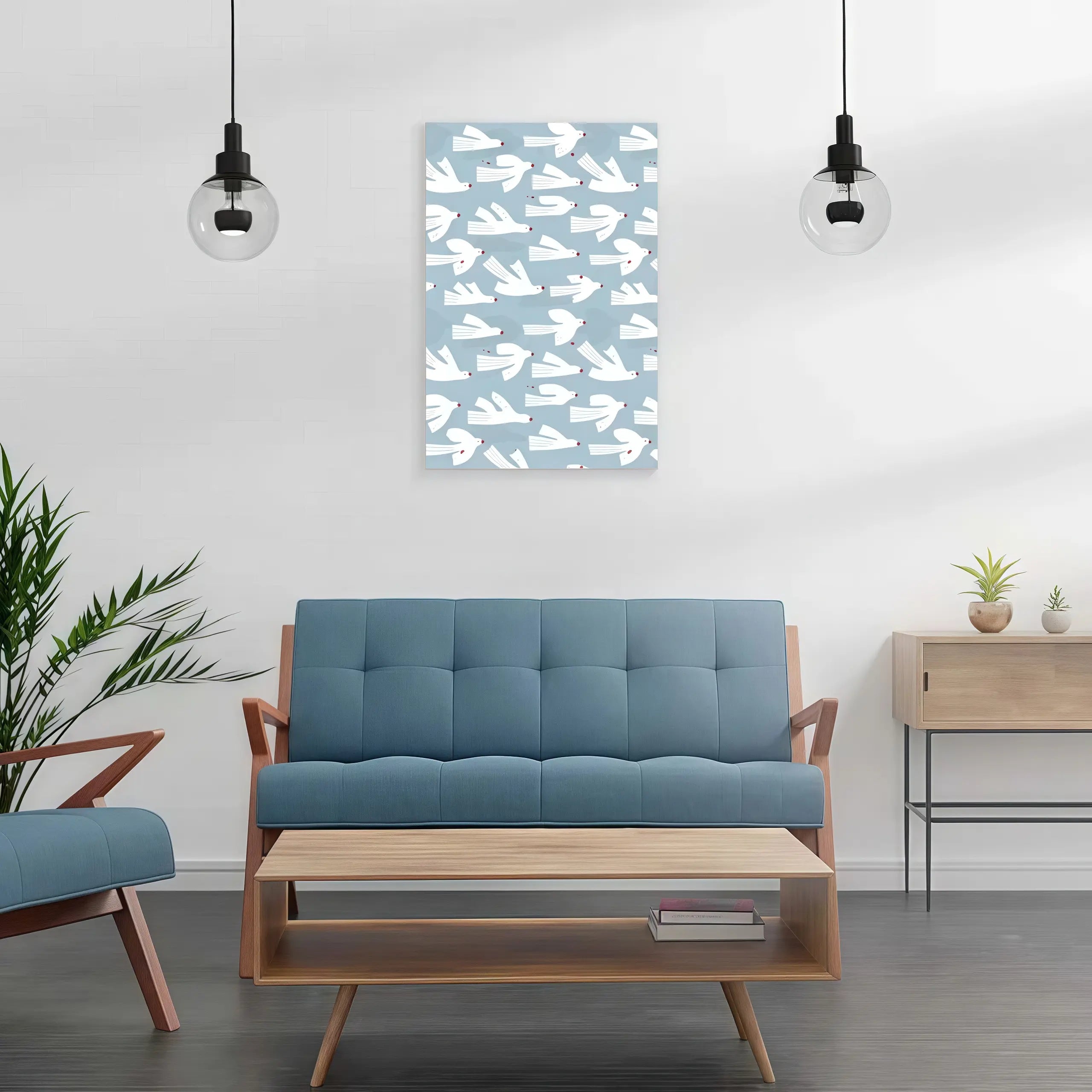 White Courier Pattern Decorative Wall Art Poster -  Peace & Nature Inspired