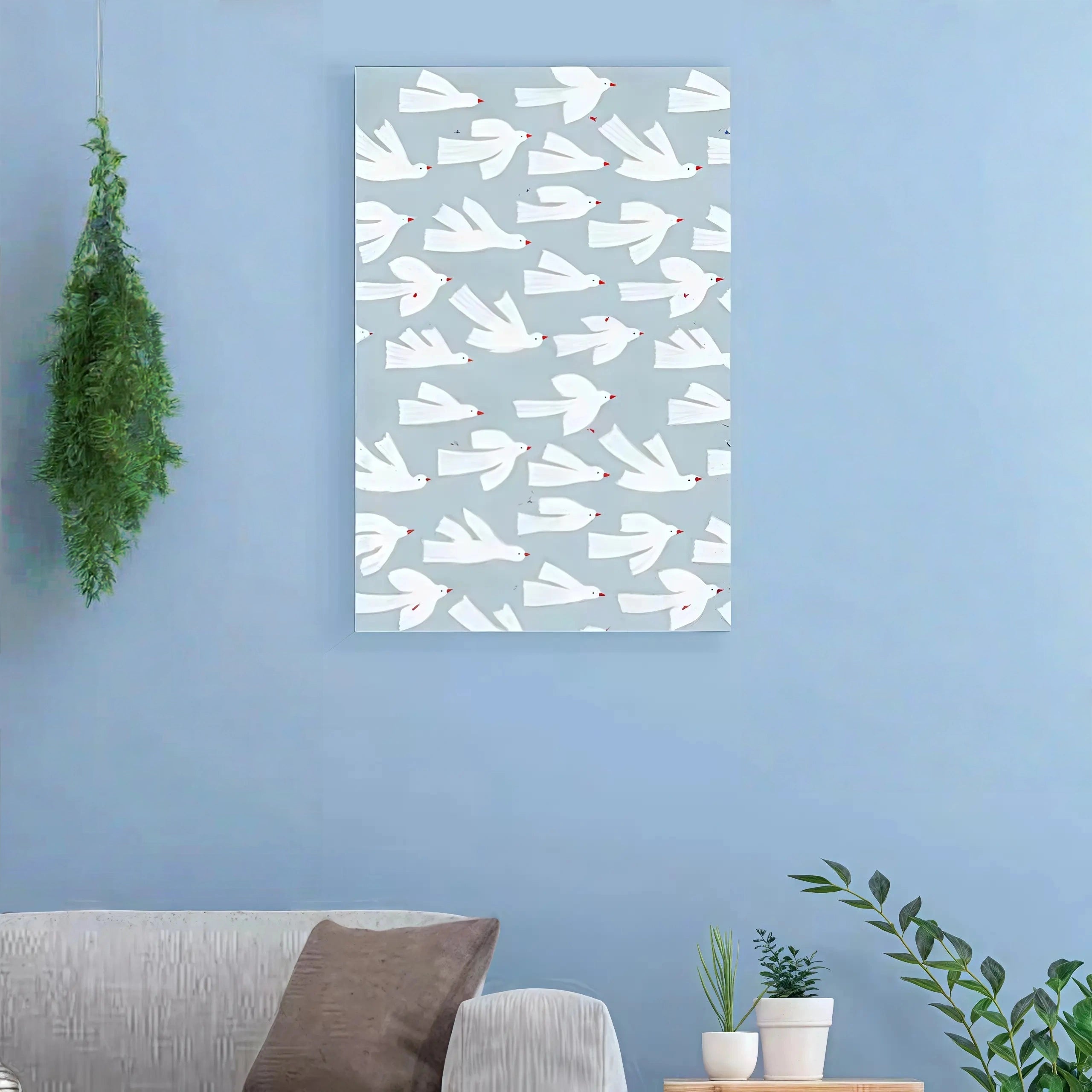White Courier Pattern Decorative Wall Art Poster -  Peace & Nature Inspired