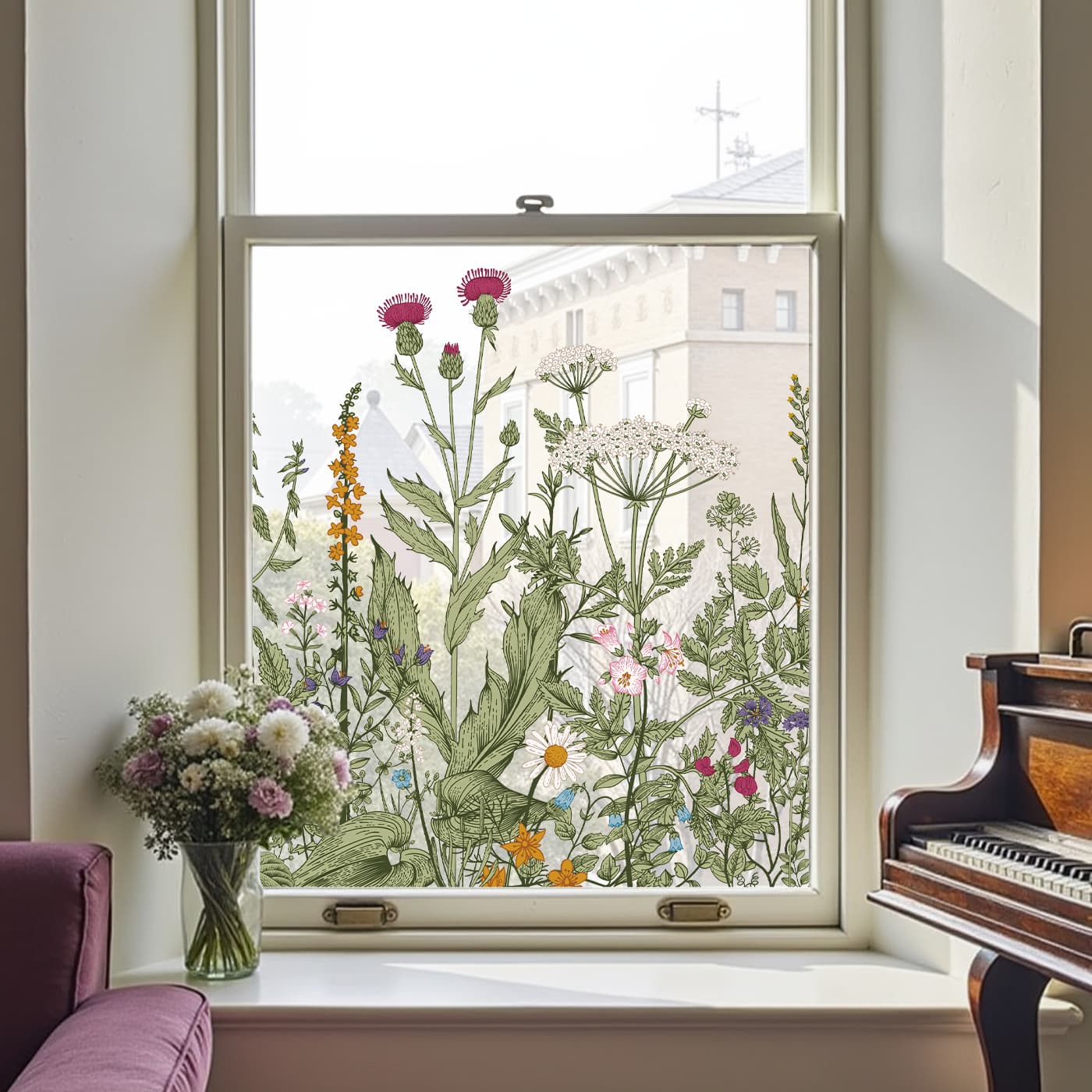 Película decorativa para ventanas con vitrales Victoria