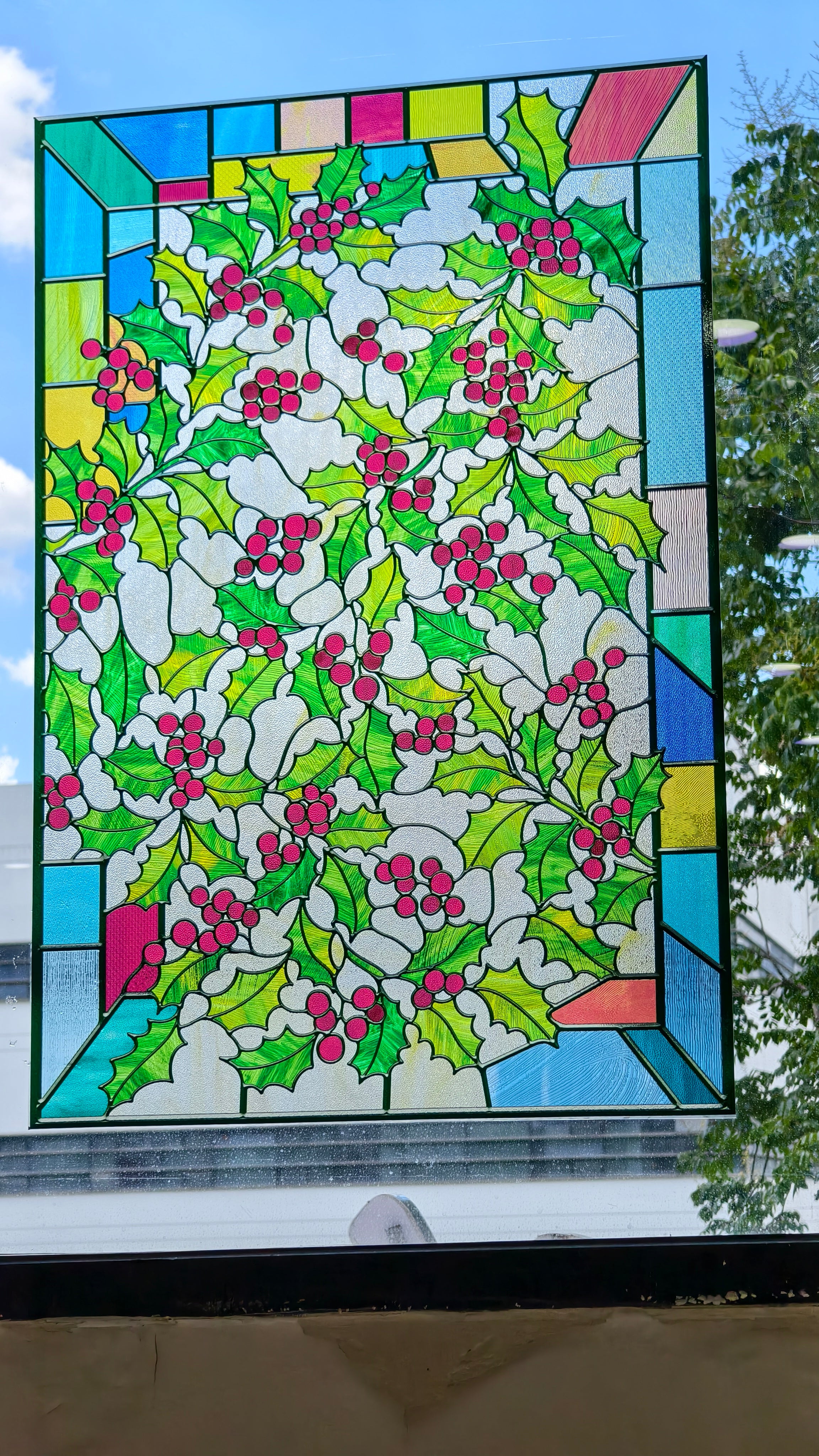 Film décoratif pour vitres en vitrail Lily