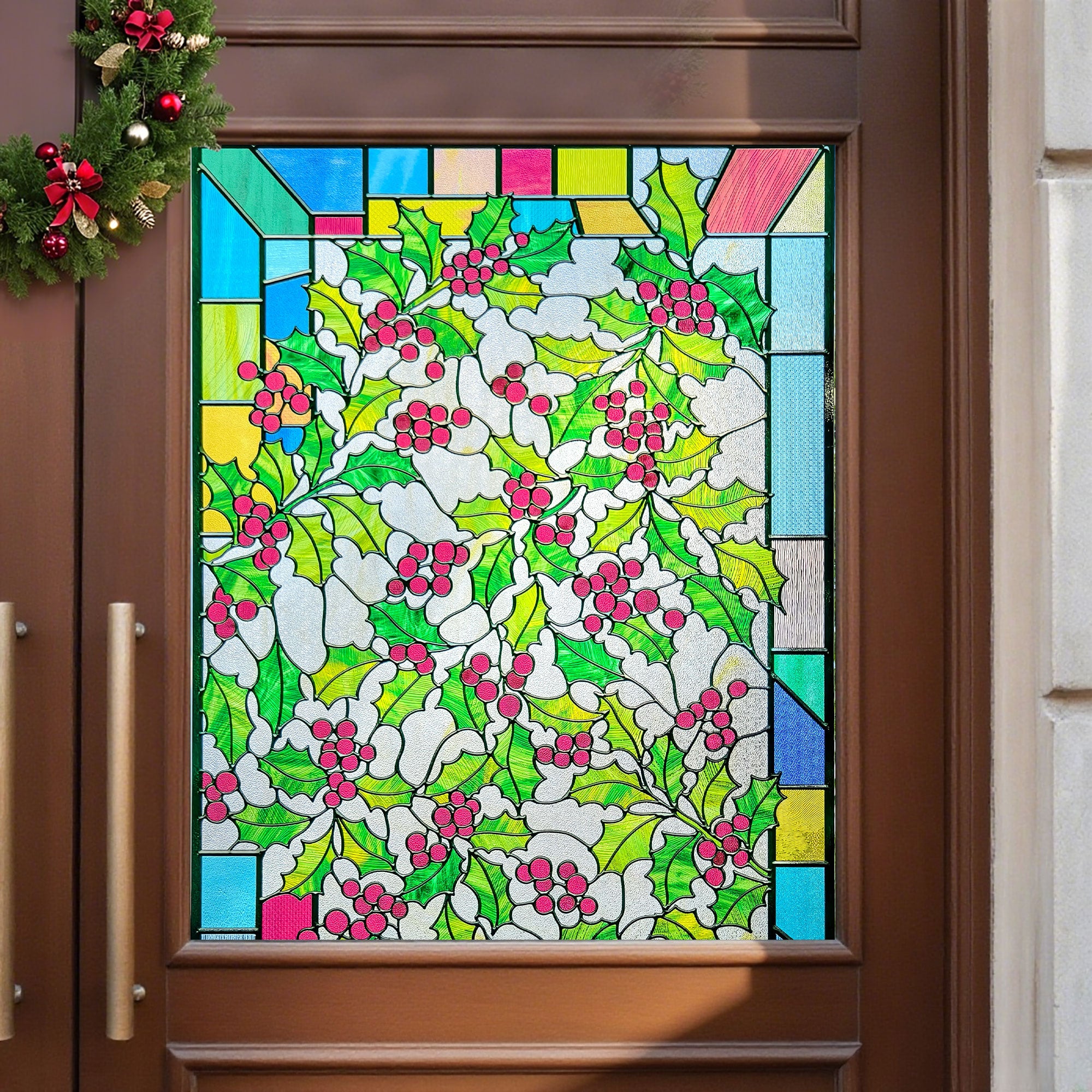 Film décoratif pour vitres en vitrail Lily