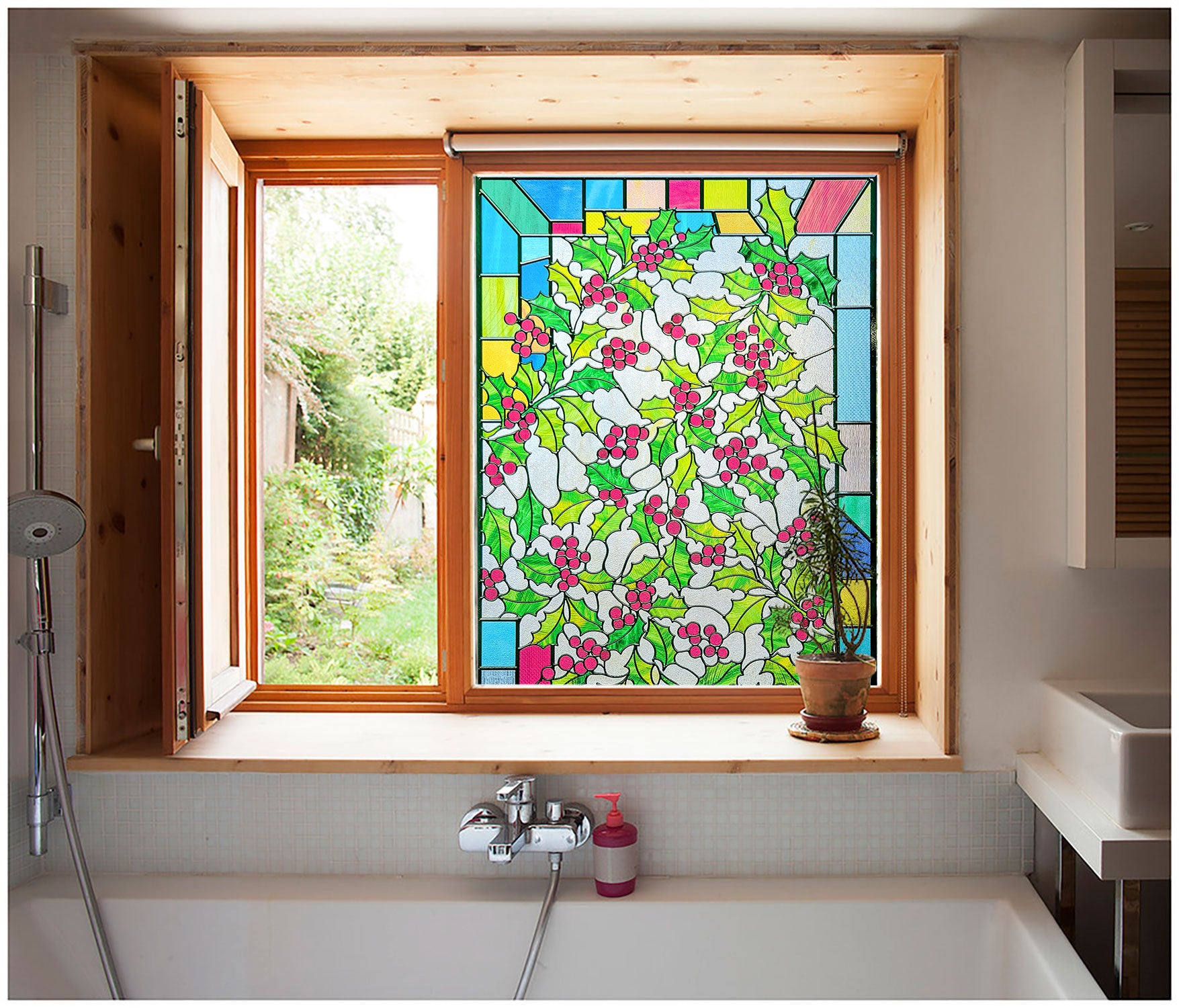 Film décoratif pour vitres en vitrail Lily