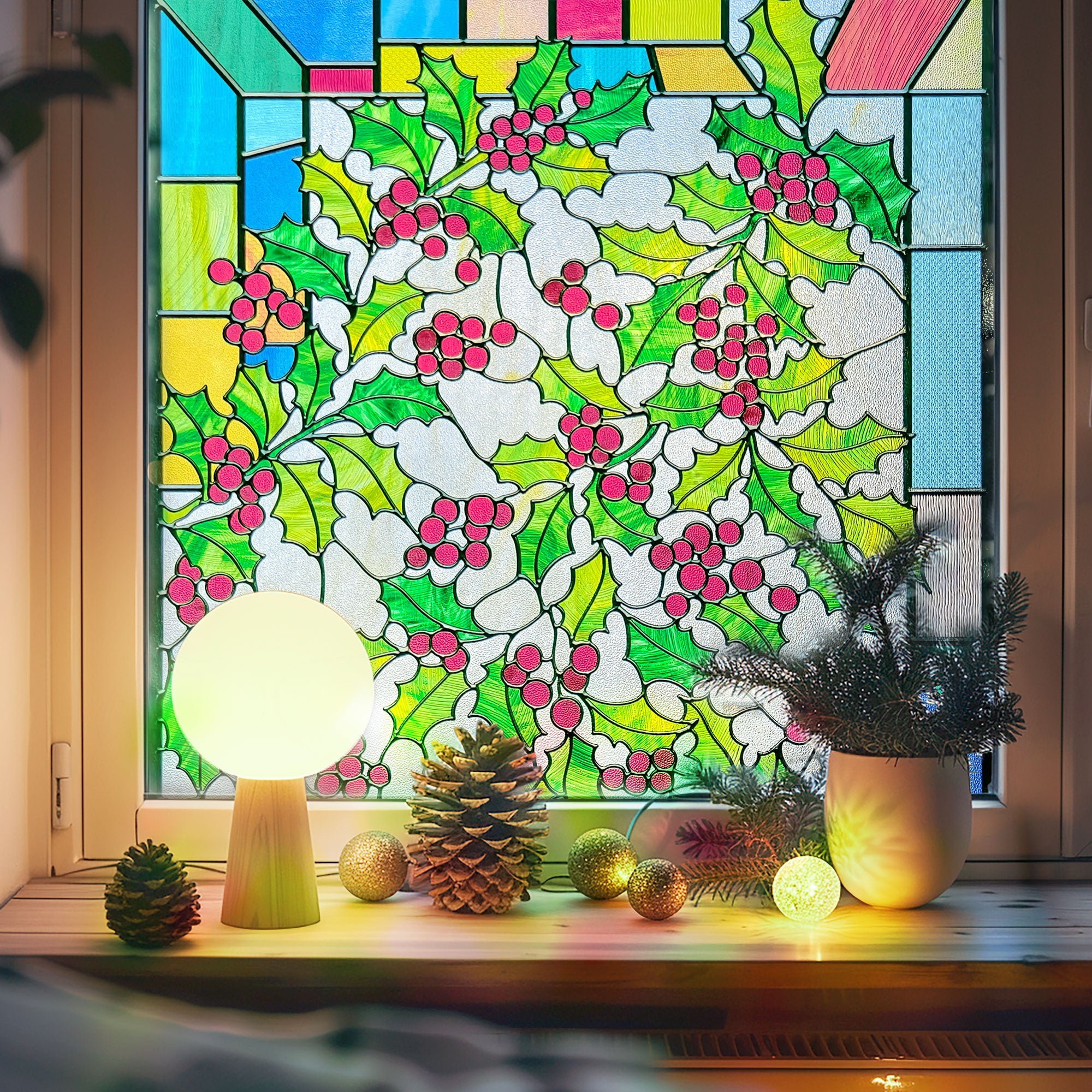 Film décoratif pour vitres en vitrail Lily