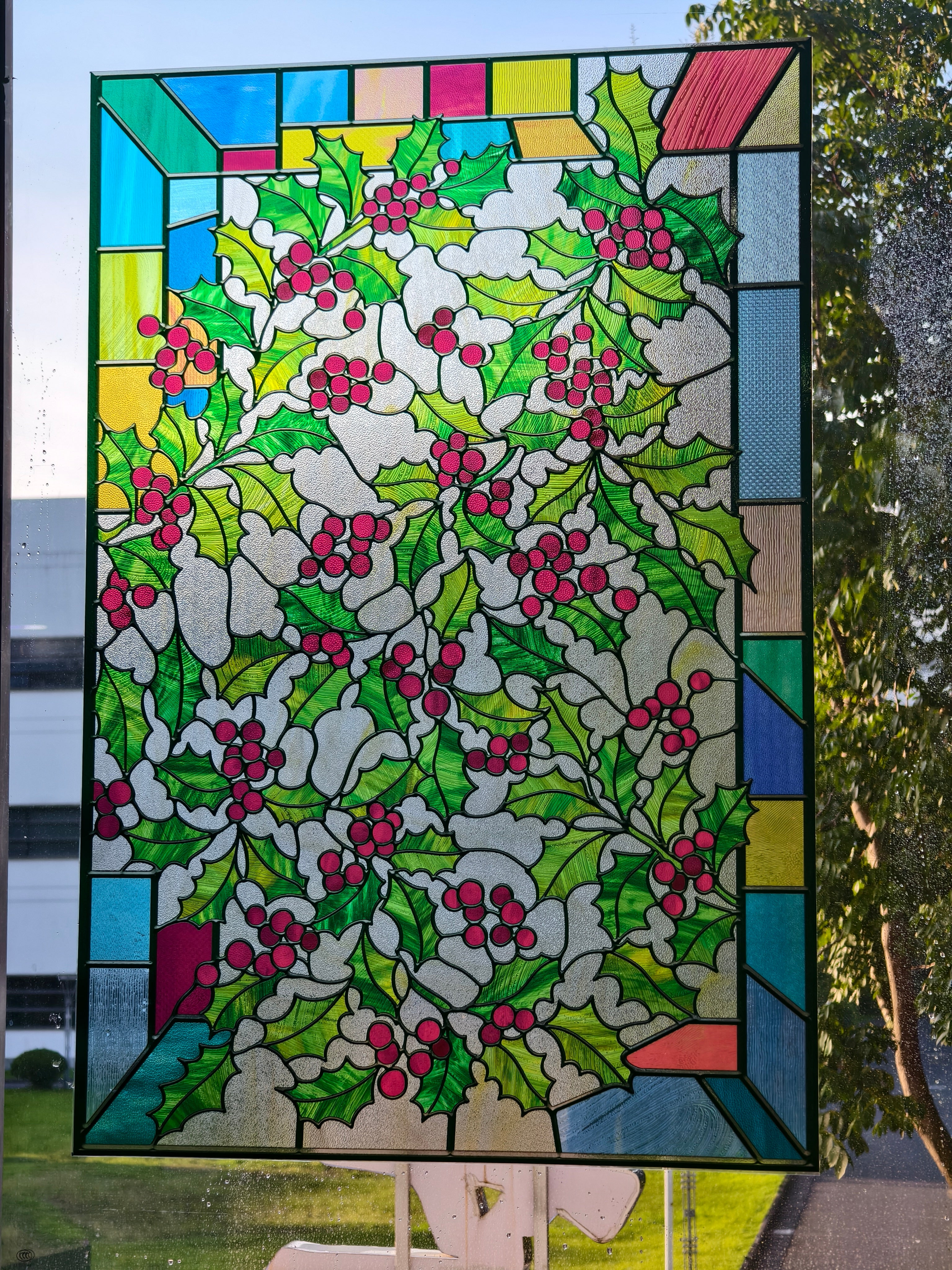 Film décoratif pour vitres en vitrail Lily