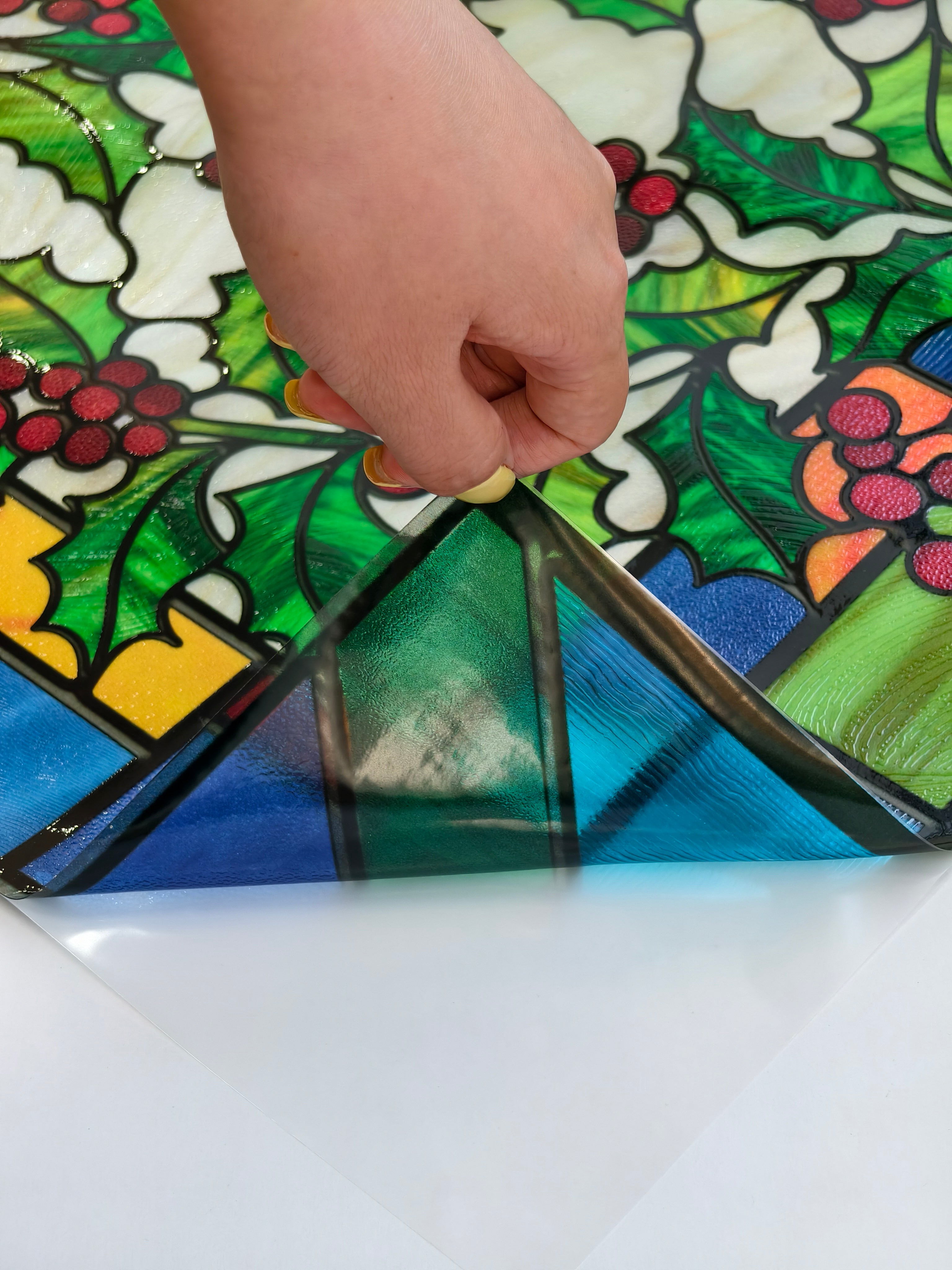 Film décoratif pour vitres en vitrail Lily