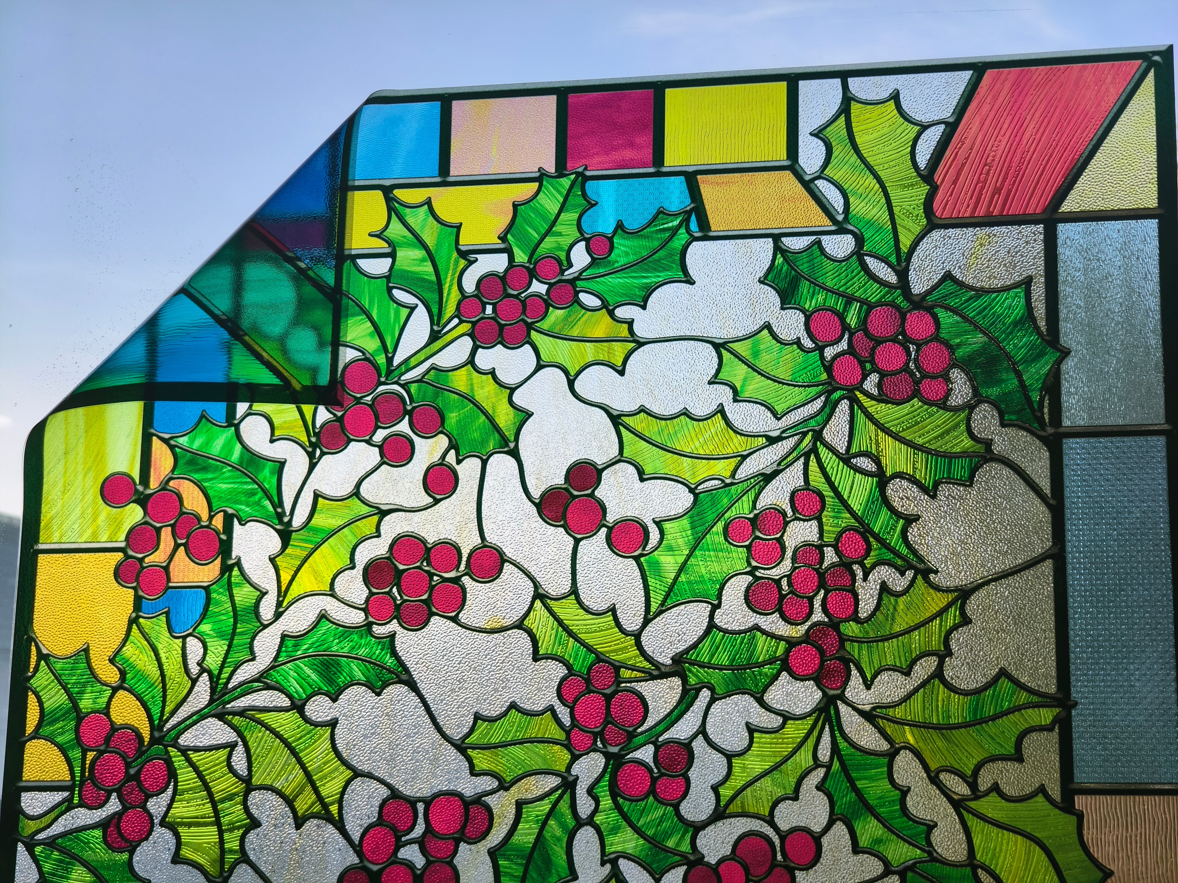 Film décoratif pour vitres en vitrail Lily