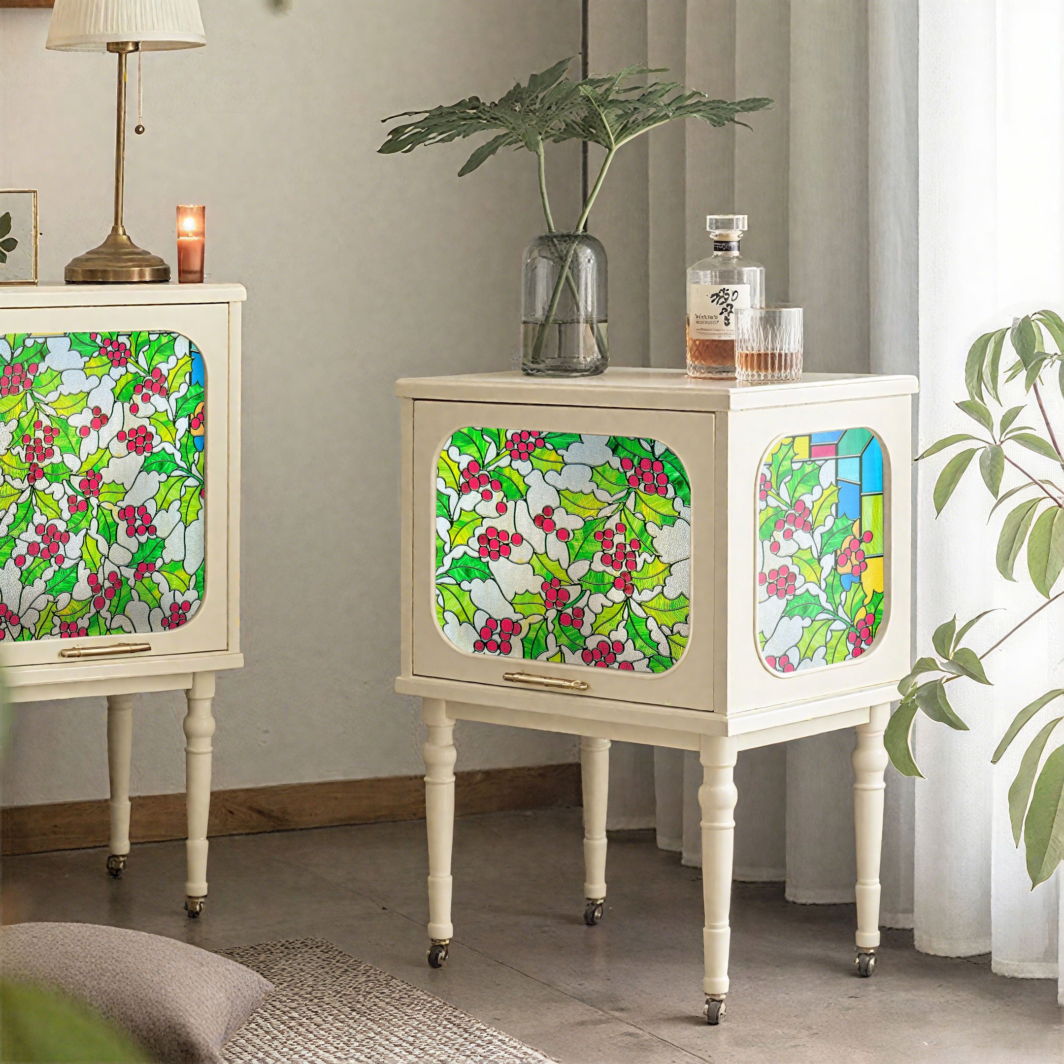 Film décoratif pour vitres en vitrail Lily