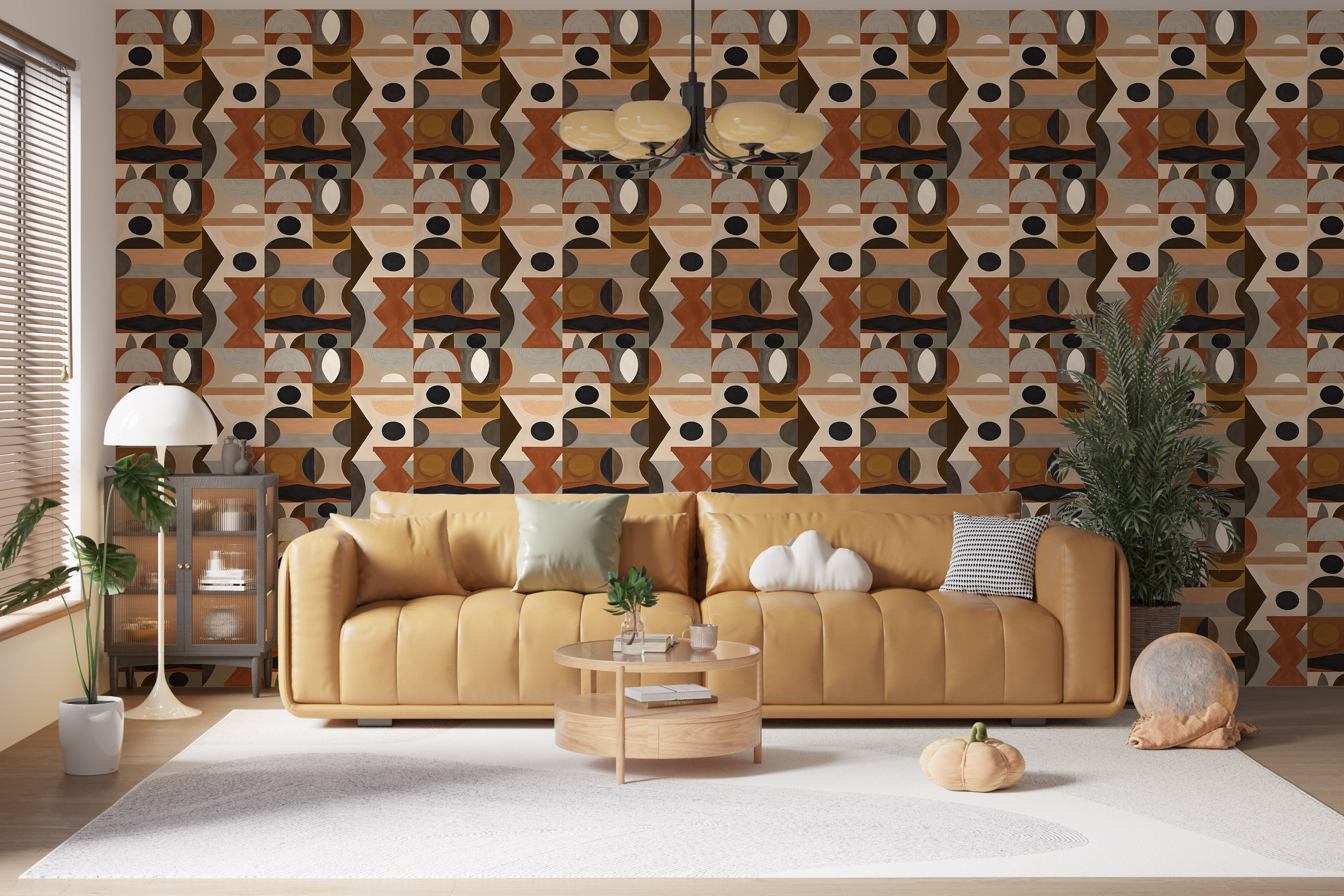 Papier peint adhésif Blue Flow Linearity – Géométrie moderne en beige mat et bleu marine