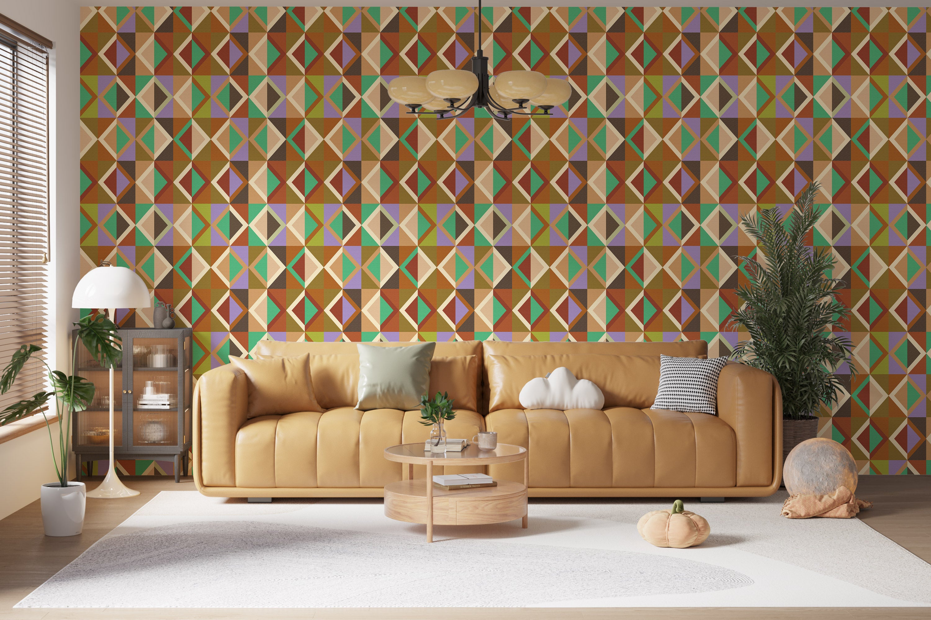 Papier peint adhésif Blue Flow Linearity – Géométrie moderne en beige mat et bleu marine