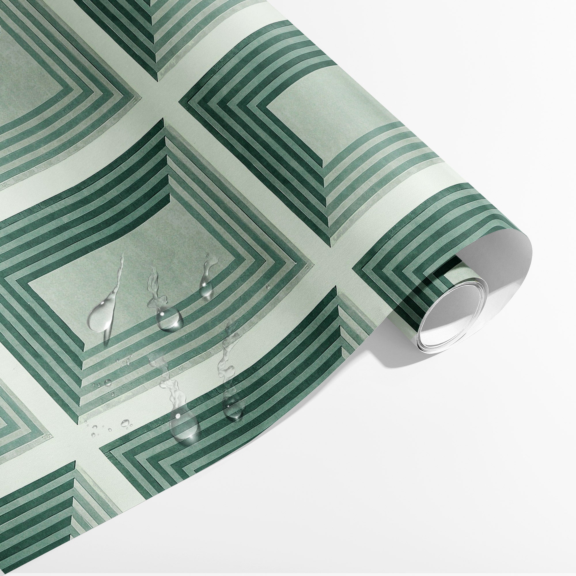 Papier peint adhésif Blue Flow Linearity – Géométrie moderne en beige mat et bleu marine