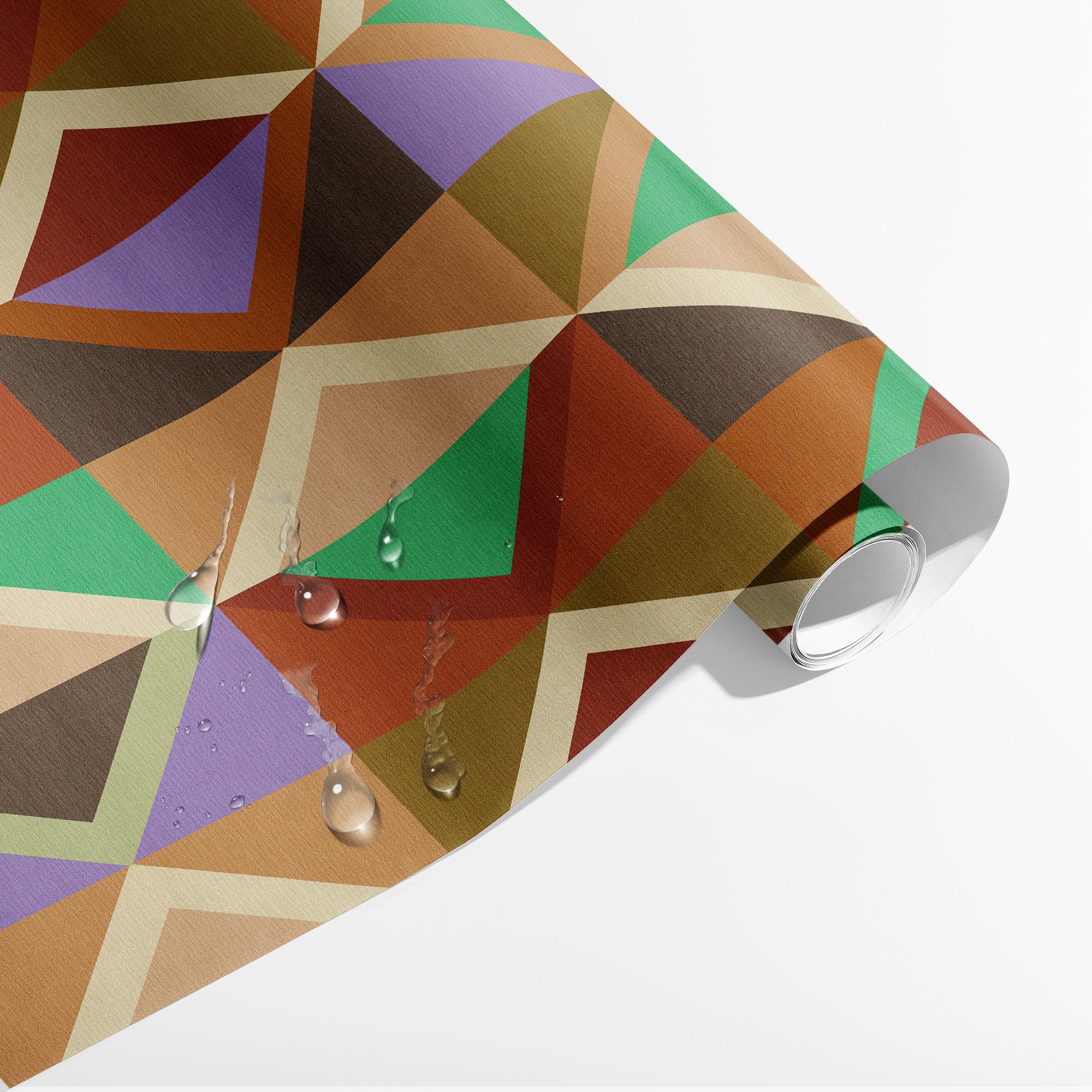 Papier peint adhésif Blue Flow Linearity – Géométrie moderne en beige mat et bleu marine