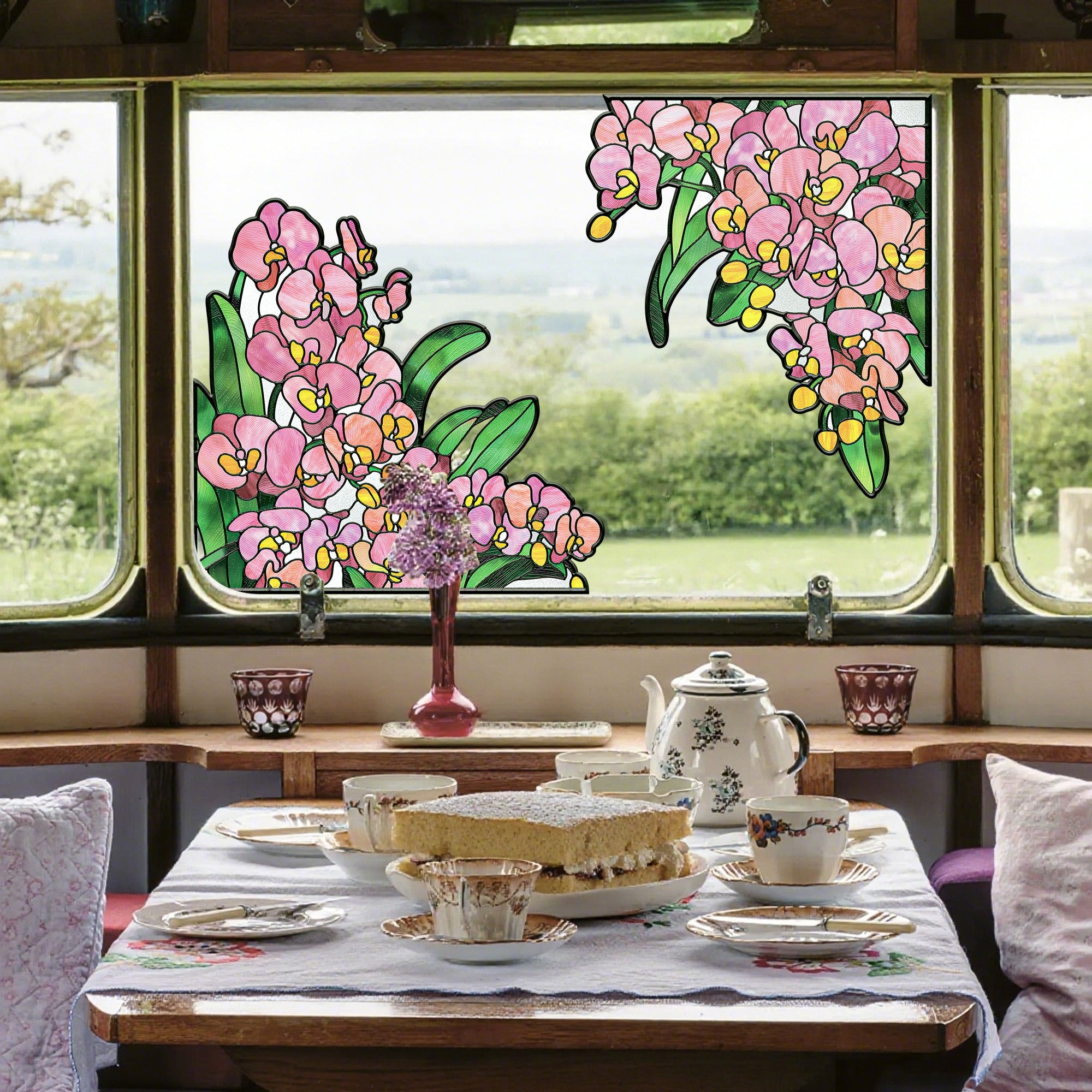 Film pour vitrail Green Gleam – Film statique décoratif moderne pour fenêtre