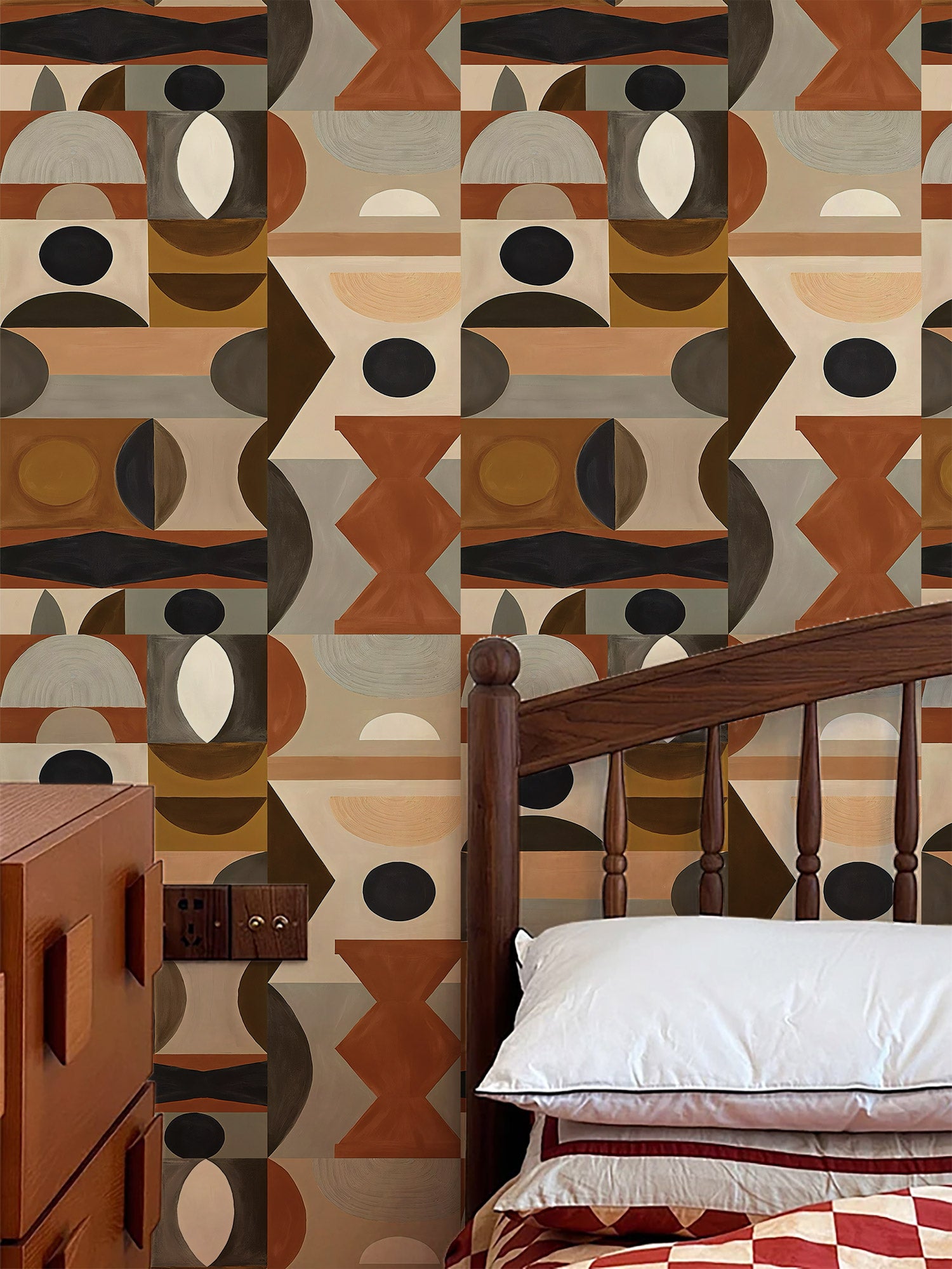 Papier peint adhésif Blue Flow Linearity – Géométrie moderne en beige mat et bleu marine