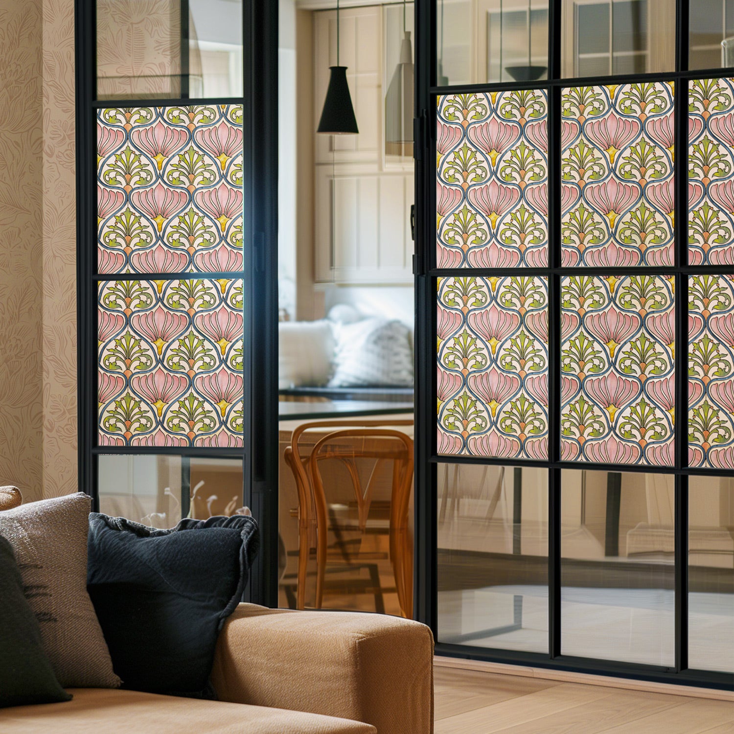Bright & Private Daisy Stained Glass Window Film – Protect Furniture, UV Blocking, Ideal for Home & Bathroom