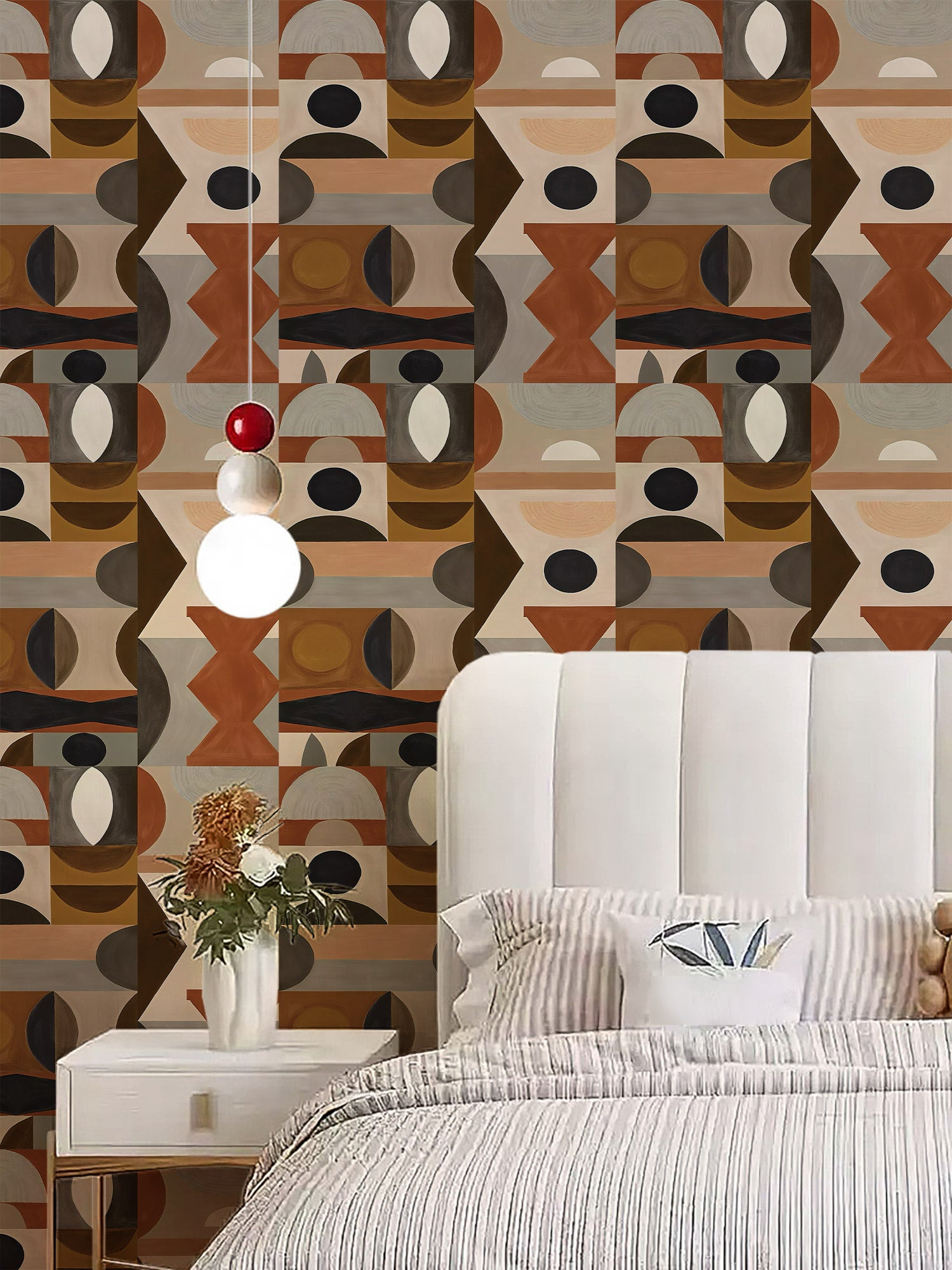 Papier peint adhésif Blue Flow Linearity – Géométrie moderne en beige mat et bleu marine