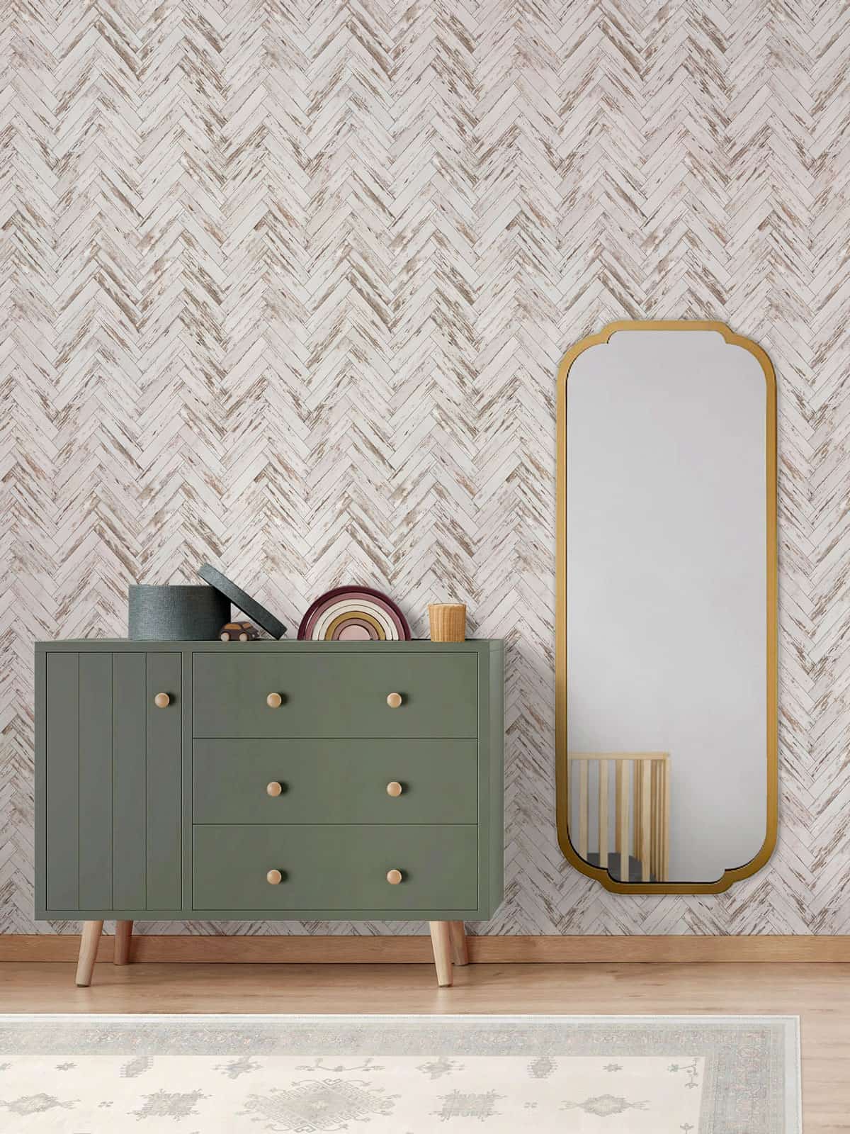Fancyfix White Ash Herringbone Wallpaper.4