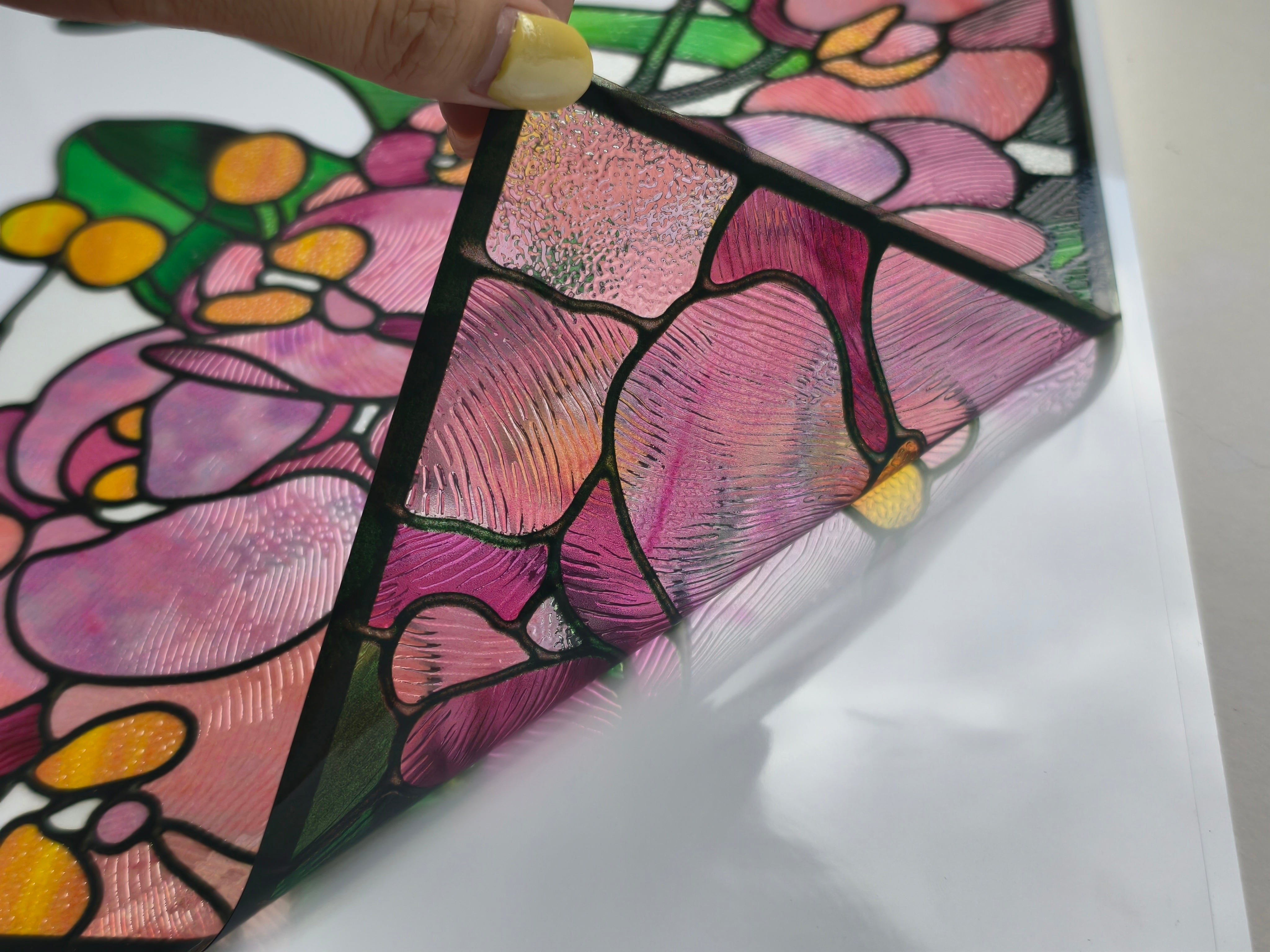 Film pour vitrail Green Gleam – Film statique décoratif moderne pour fenêtre