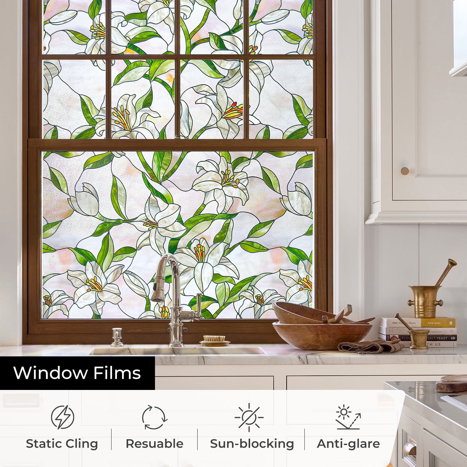 Lily Stained Glass Decorative Window Film