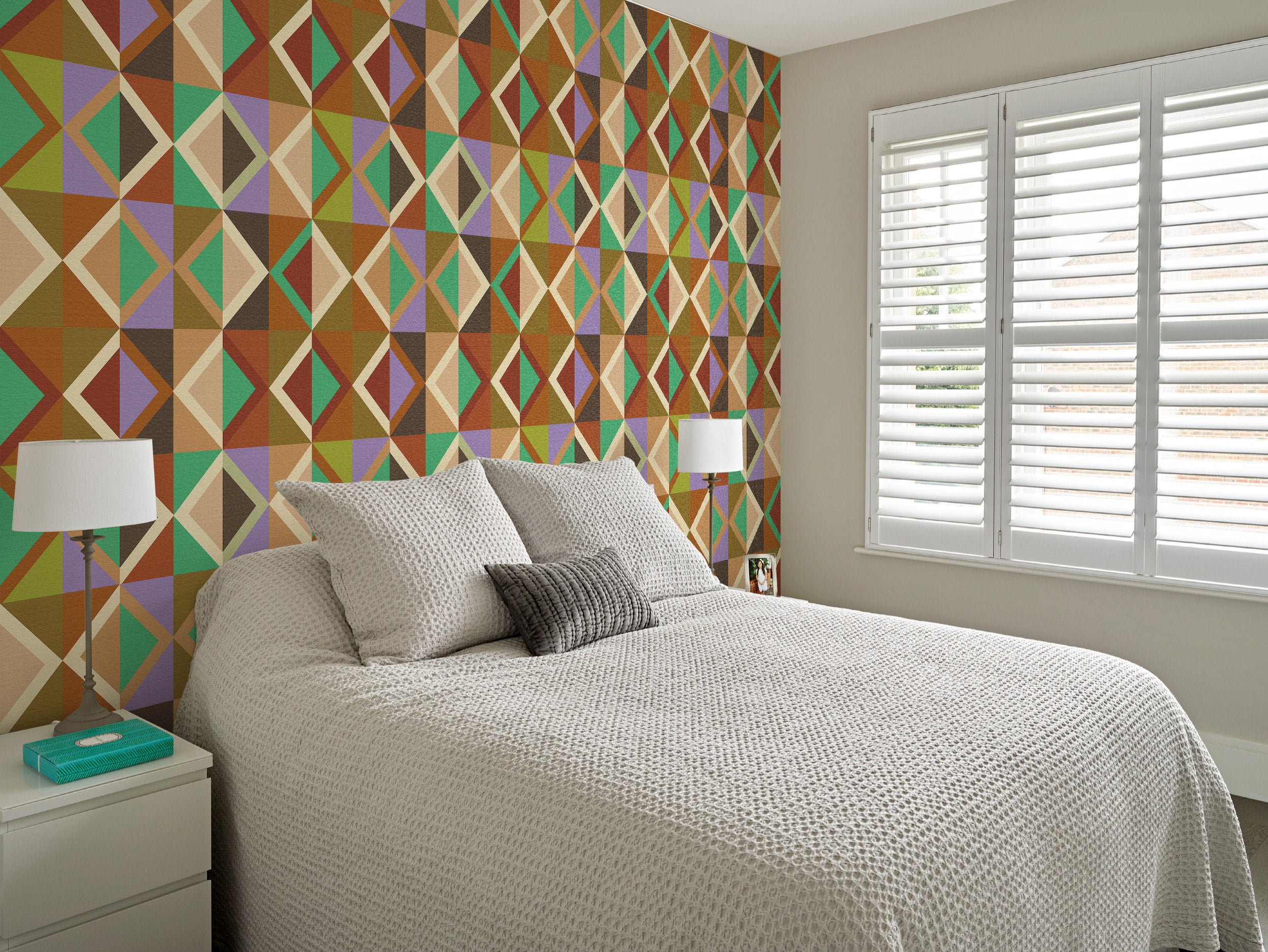 Papier peint adhésif Blue Flow Linearity – Géométrie moderne en beige mat et bleu marine